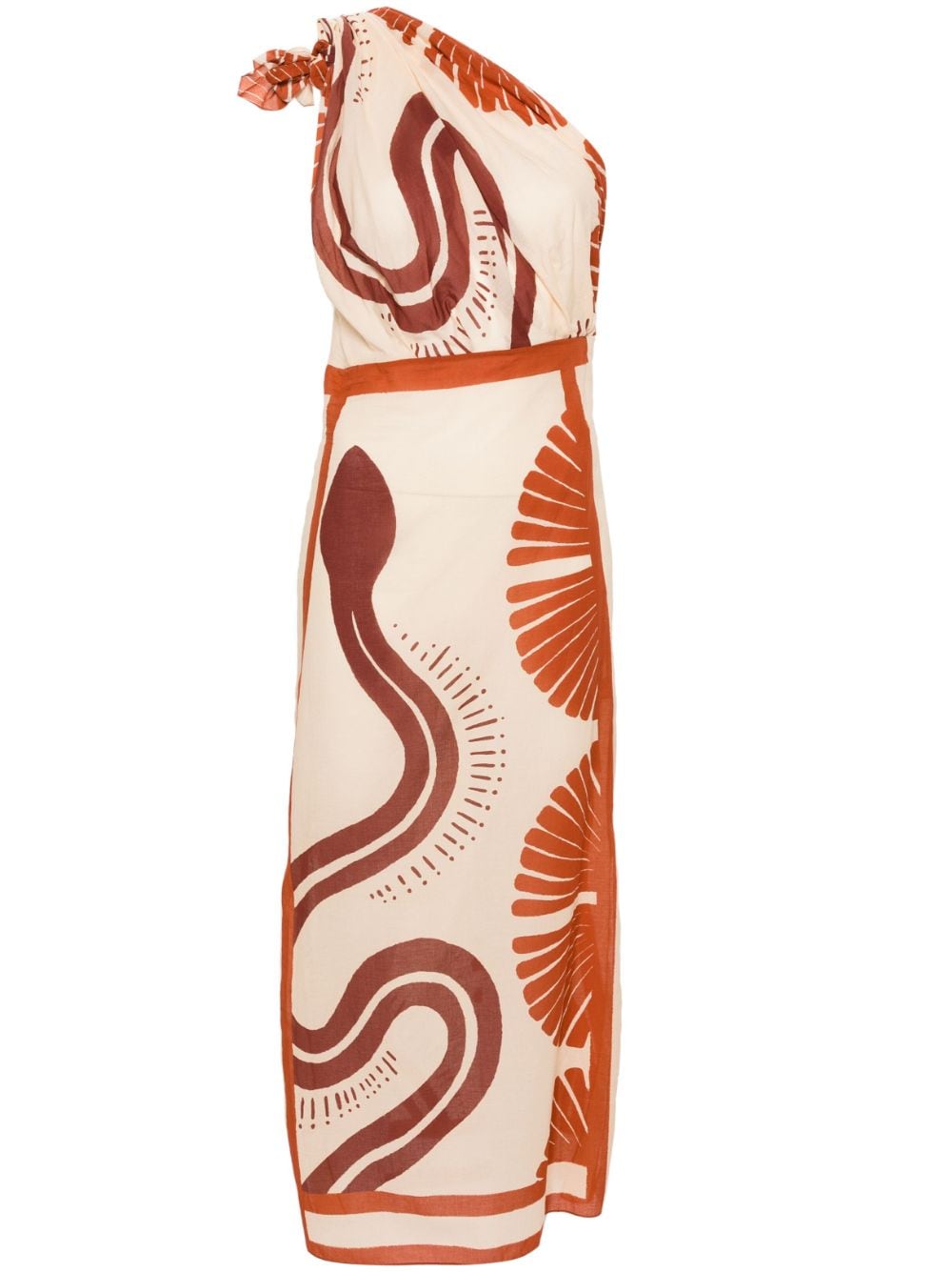 Johanna Ortiz abstract-print one-shoulder midi dress - Neutrals von Johanna Ortiz