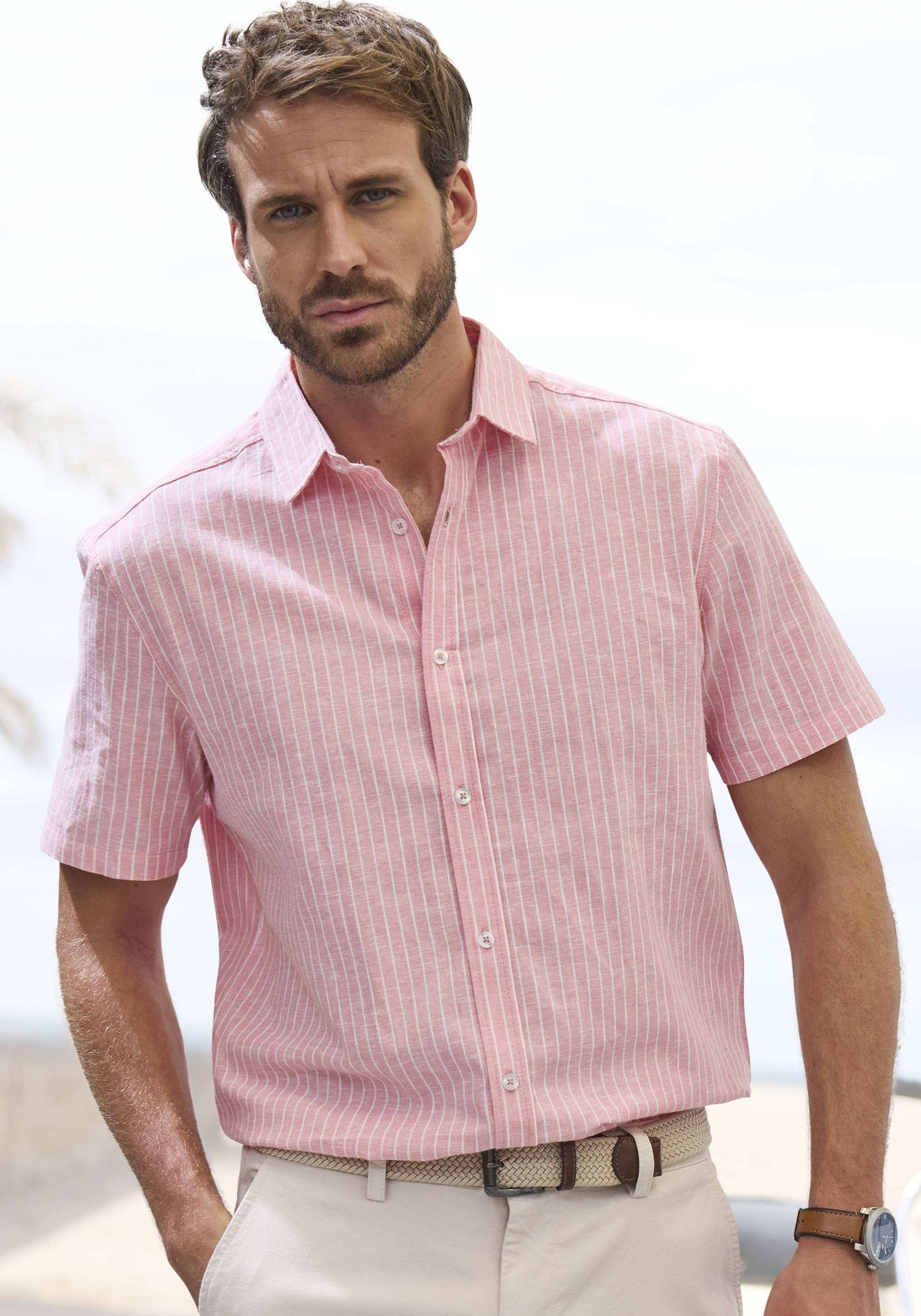 John Devin Kurzarmhemd »Regular Fit,«, Streifenhemd aus reiner Baumwolle John Devin Kurzarmhemd »Regular Fit,«, Streifenhemd aus reiner Baumwolle von John Devin