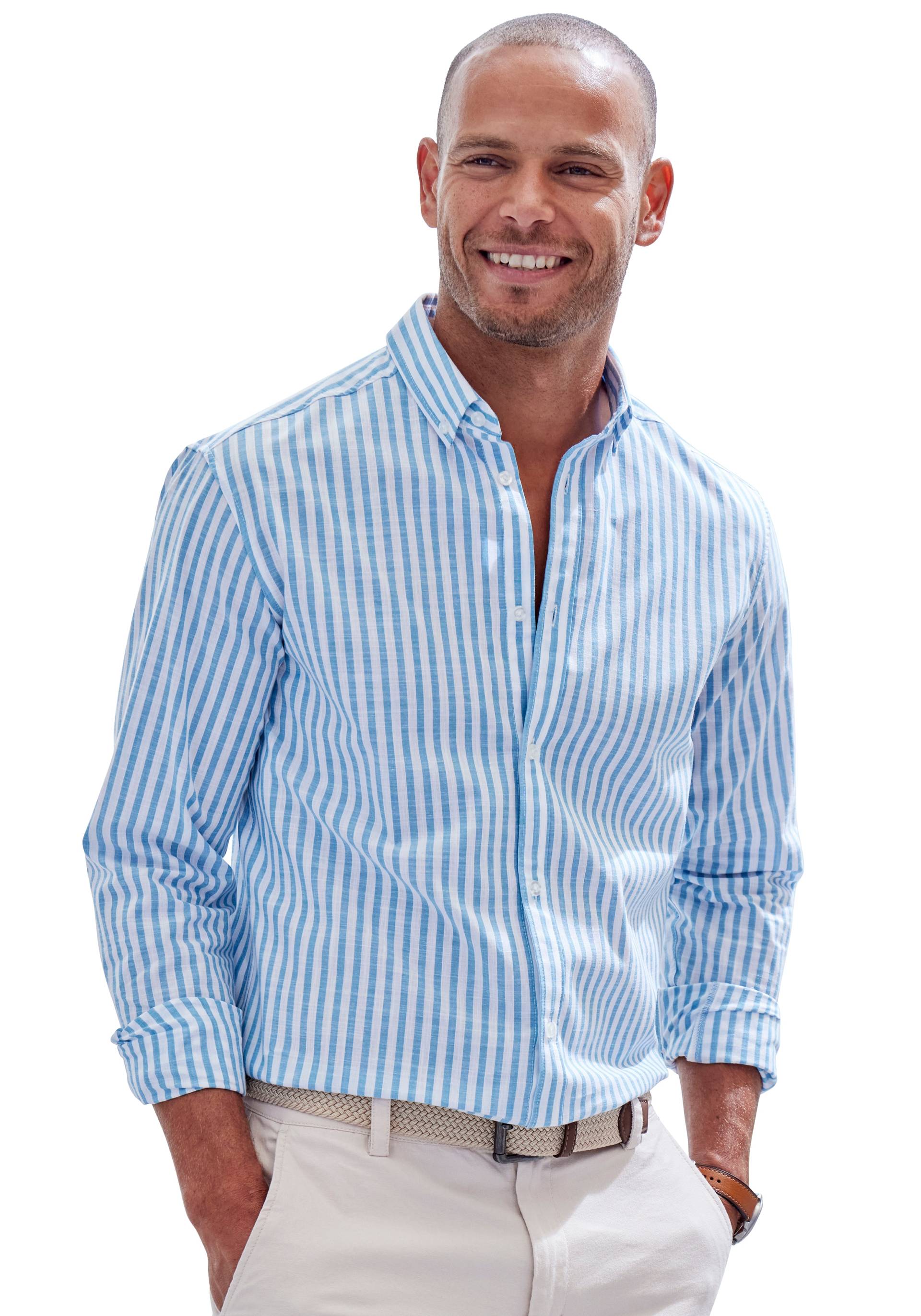 John Devin Langarmhemd »Regular Fit«, Streifenhemd mit Button-down-Kragen, aus reiner Baumwolle von John Devin
