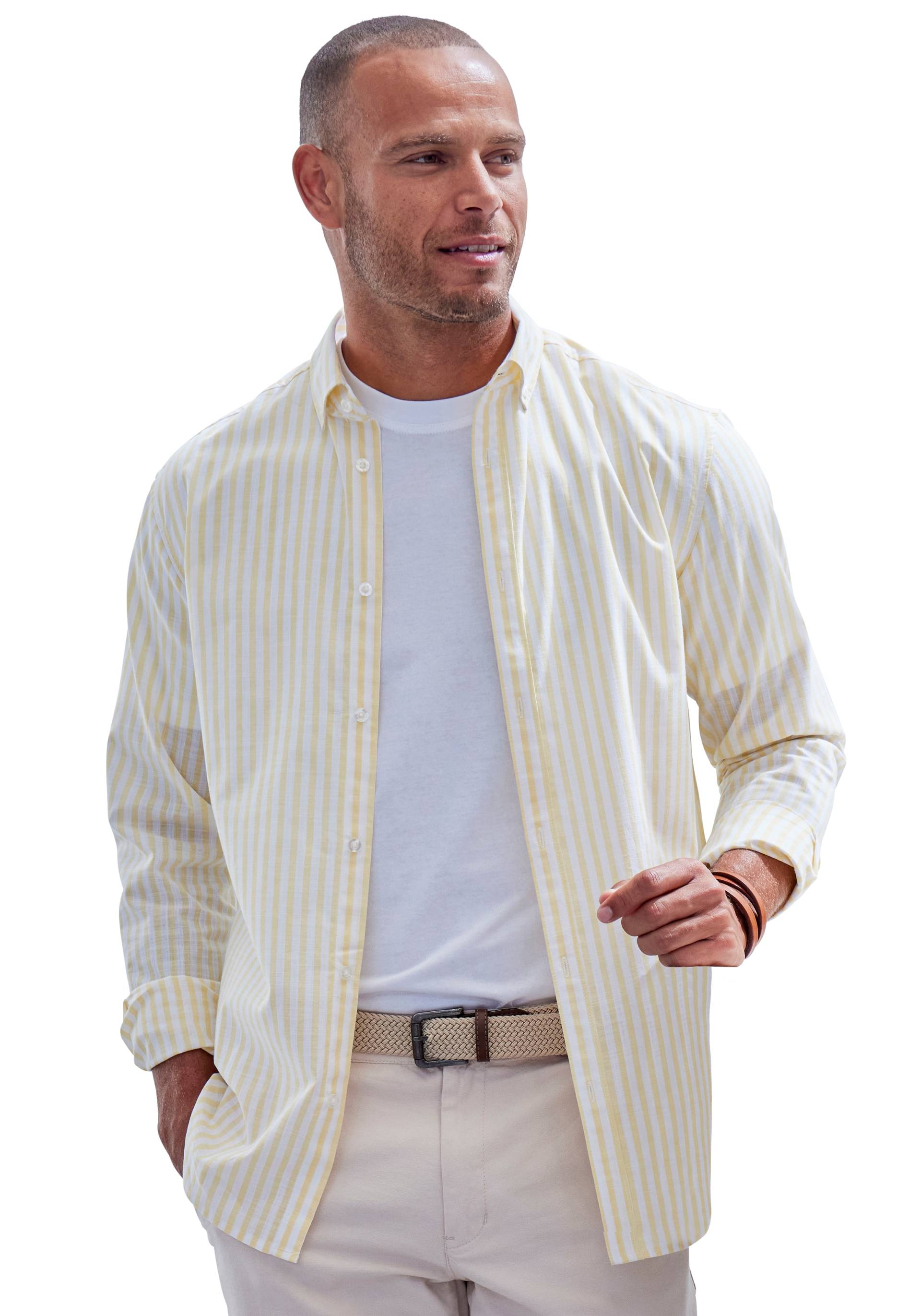 John Devin Langarmhemd »Regular Fit«, Streifenhemd mit Button-down-Kragen, aus reiner Baumwolle von John Devin