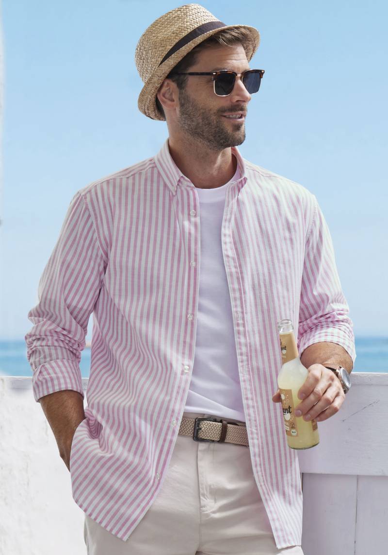 John Devin Langarmhemd »Regular Fit«, Streifenhemd mit Button-down-Kragen, aus reiner Baumwolle von John Devin