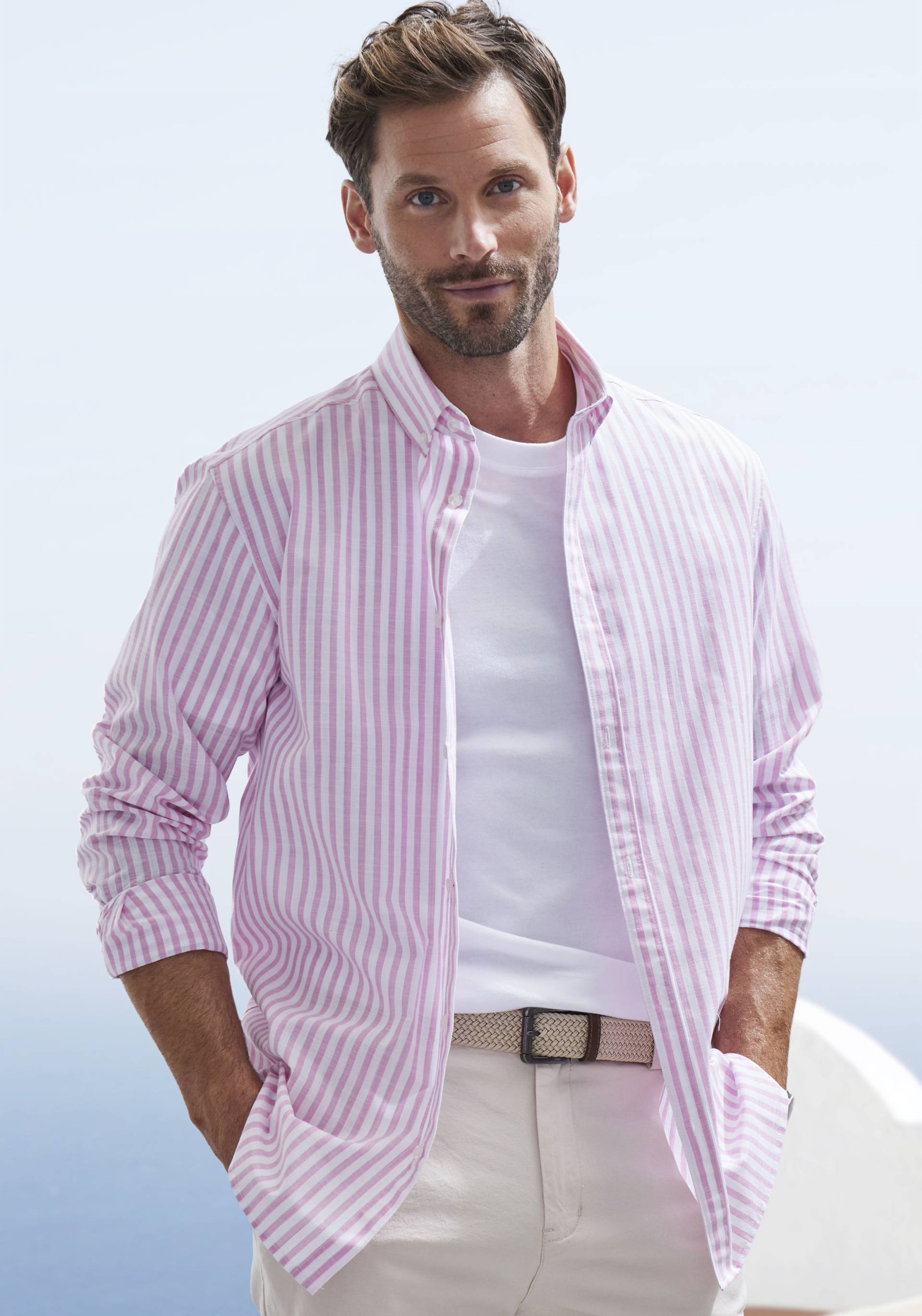 John Devin Langarmhemd »Regular Fit«, Streifenhemd mit Button-down-Kragen, aus reiner Baumwolle von John Devin