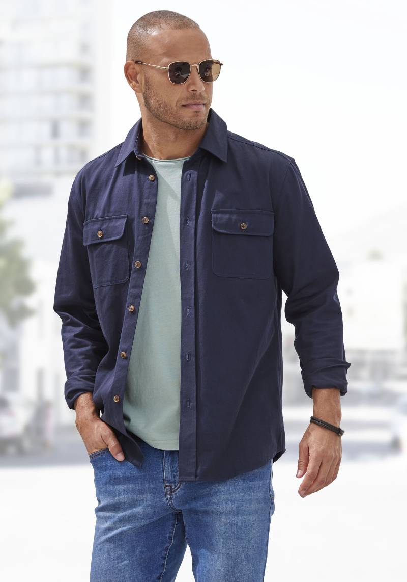 John Devin Langarmhemd », cooles Overshirt«, aus reiner Baumwolle, mit aufgesetzten Taschen von John Devin