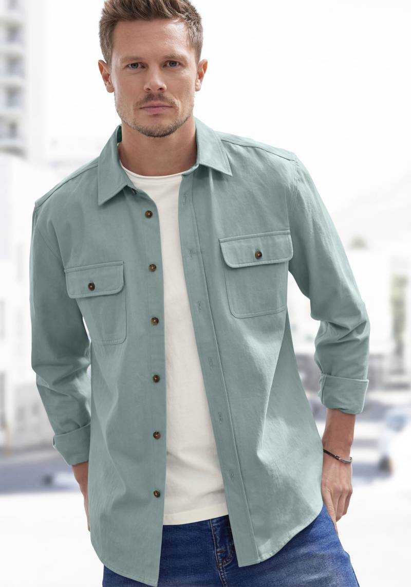 John Devin Langarmhemd », cooles Overshirt«, aus reiner Baumwolle, mit aufgesetzten Taschen von John Devin