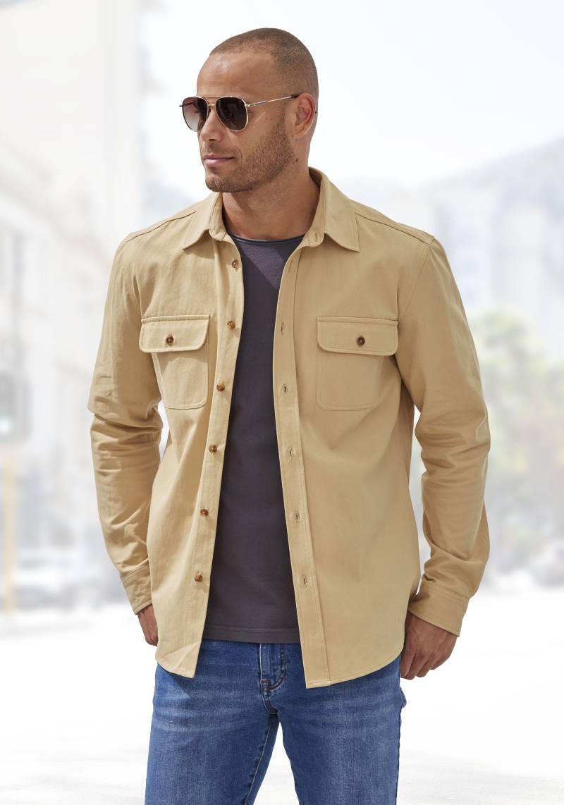 John Devin Langarmhemd », cooles Overshirt«, aus reiner Baumwolle, mit aufgesetzten Taschen von John Devin