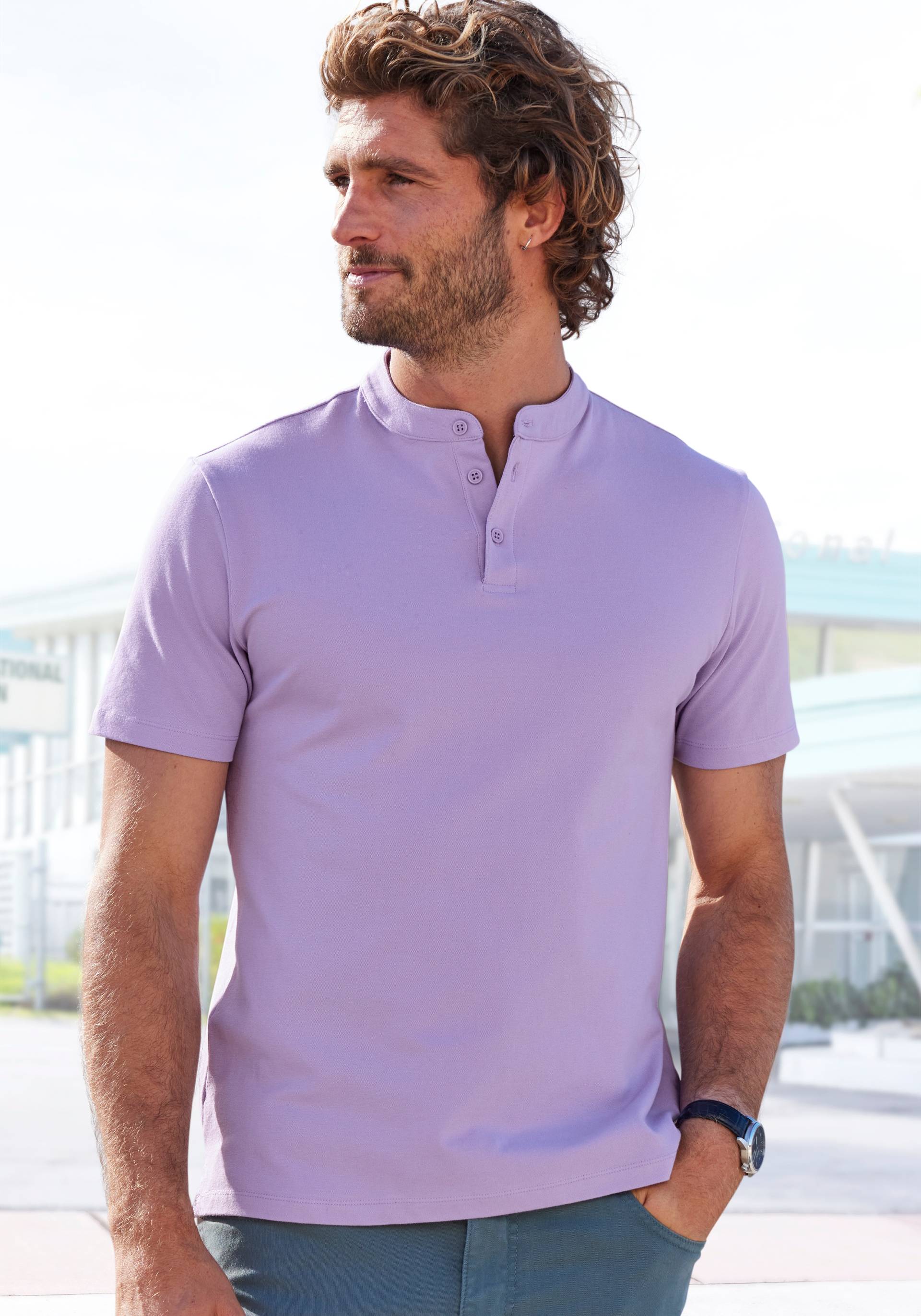 John Devin Poloshirt »mit Stehkragen,«, Regular-Fit, aus Baumwoll-Piqué von John Devin