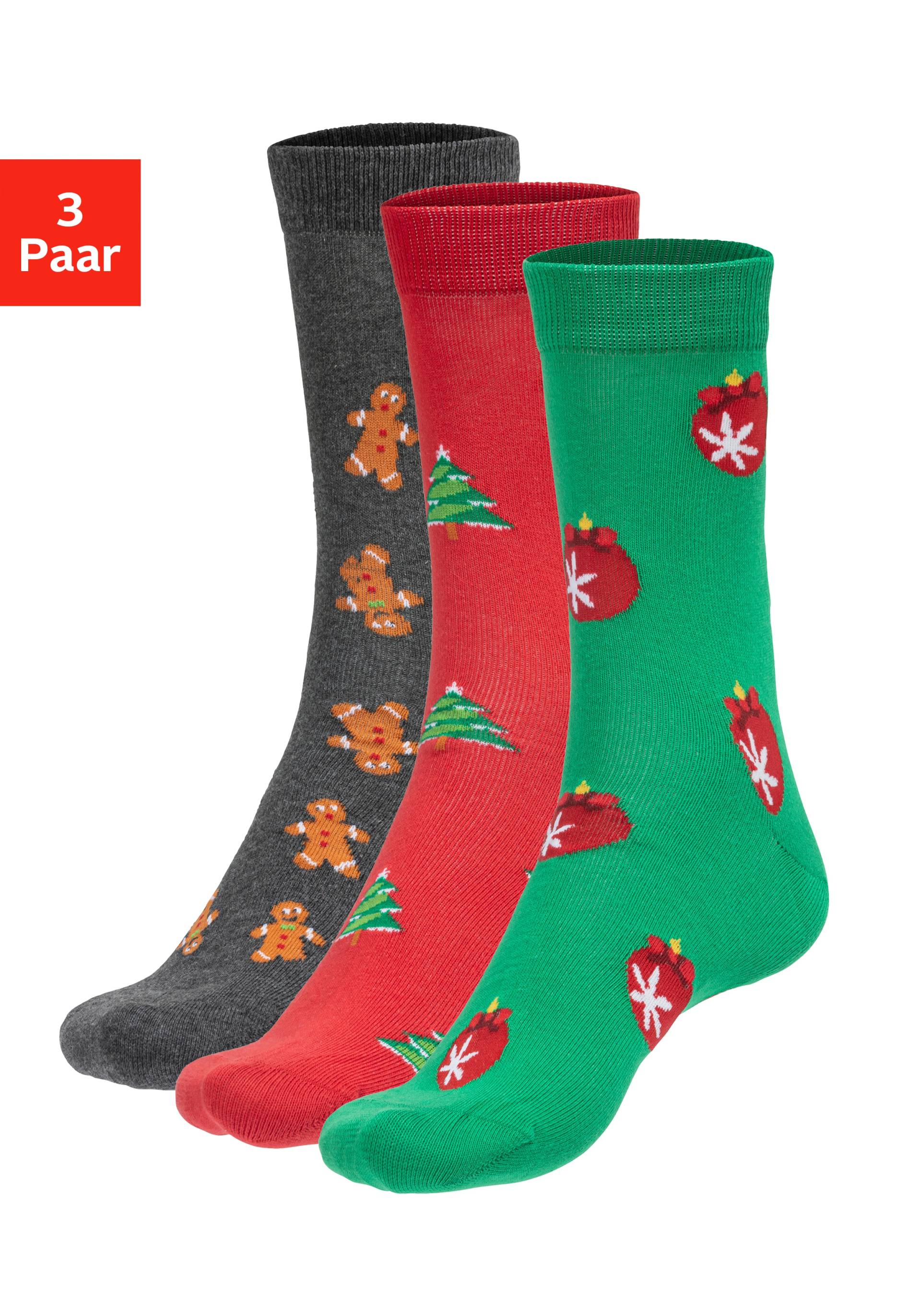 John Devin Socken, (Packung, 3 Paar), mit unterschiedlichen Weihnachtsmotiven von John Devin