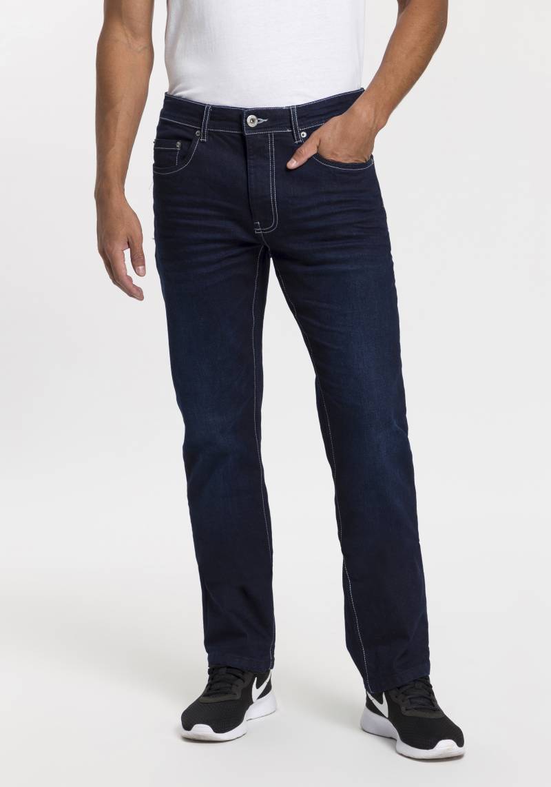 John Devin Straight-Jeans, mit geradem Bein, Used-Waschung und Crinkle-Optik John Devin Straight-Jeans, mit geradem Bein, Used-Waschung und Crinkle-Optik von John Devin