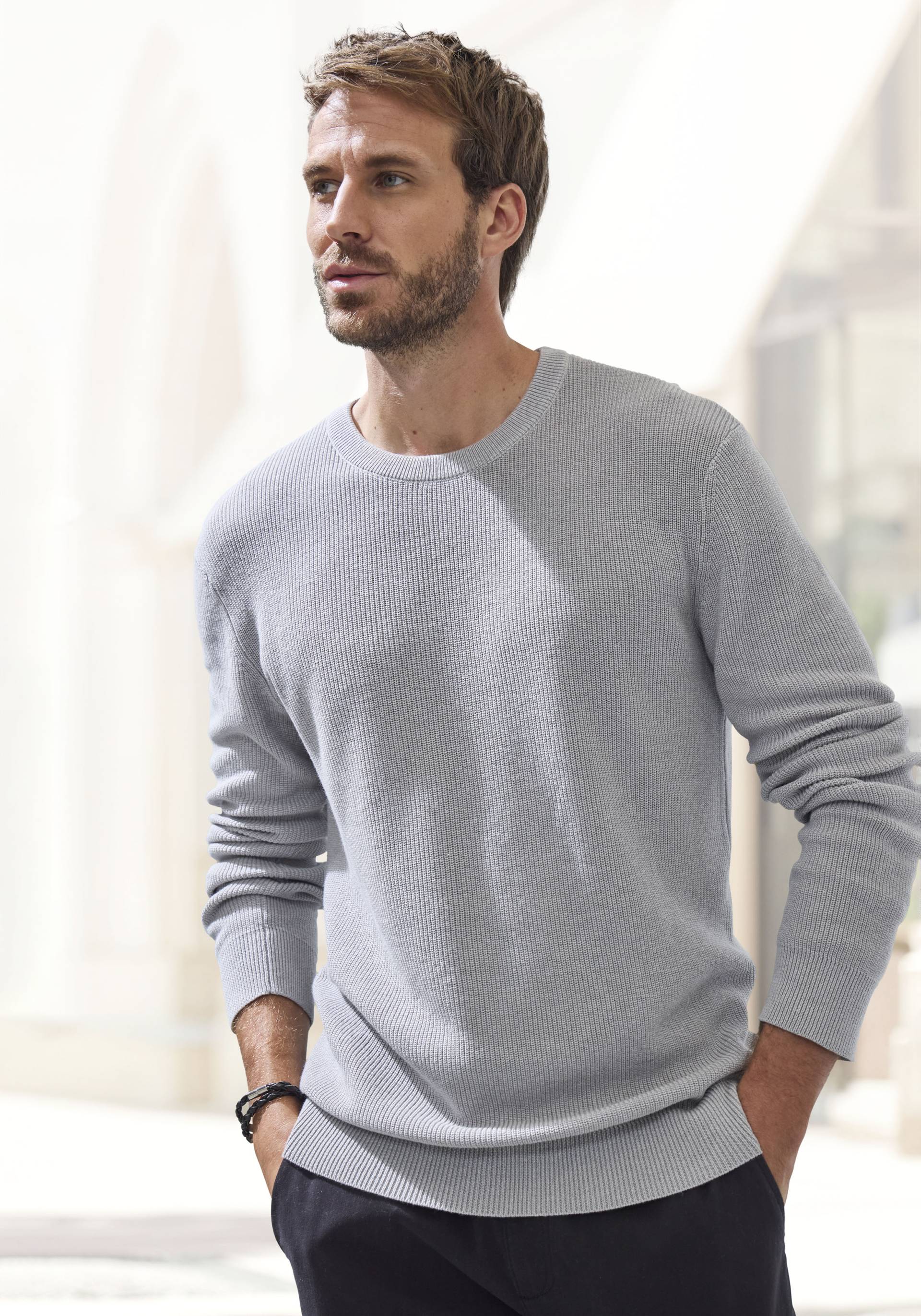 John Devin Strickpullover, Pullover in modischen Farben aus Baumwollmischung von John Devin