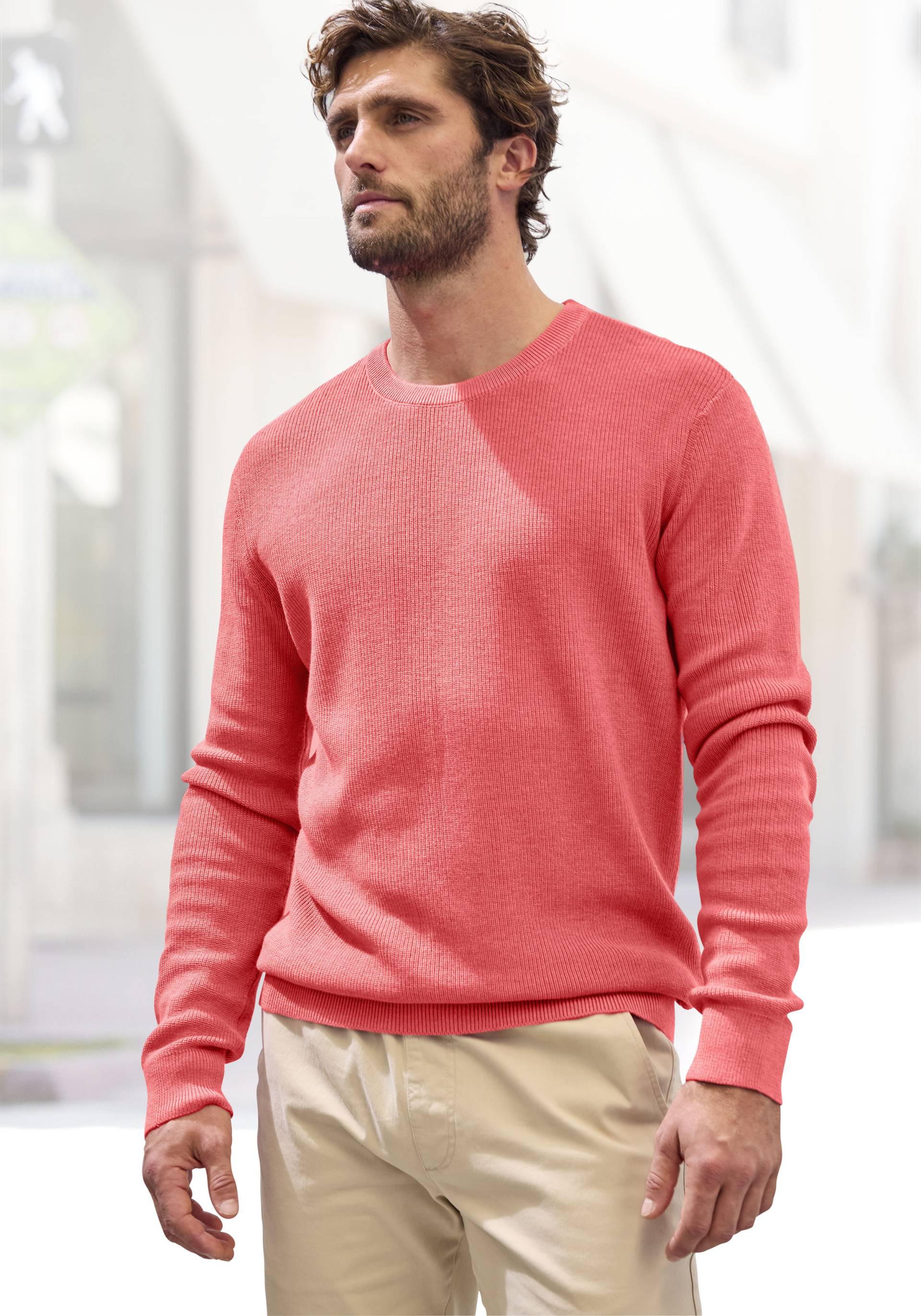 John Devin Strickpullover, in modischen Farben aus Baumwollmischung von John Devin