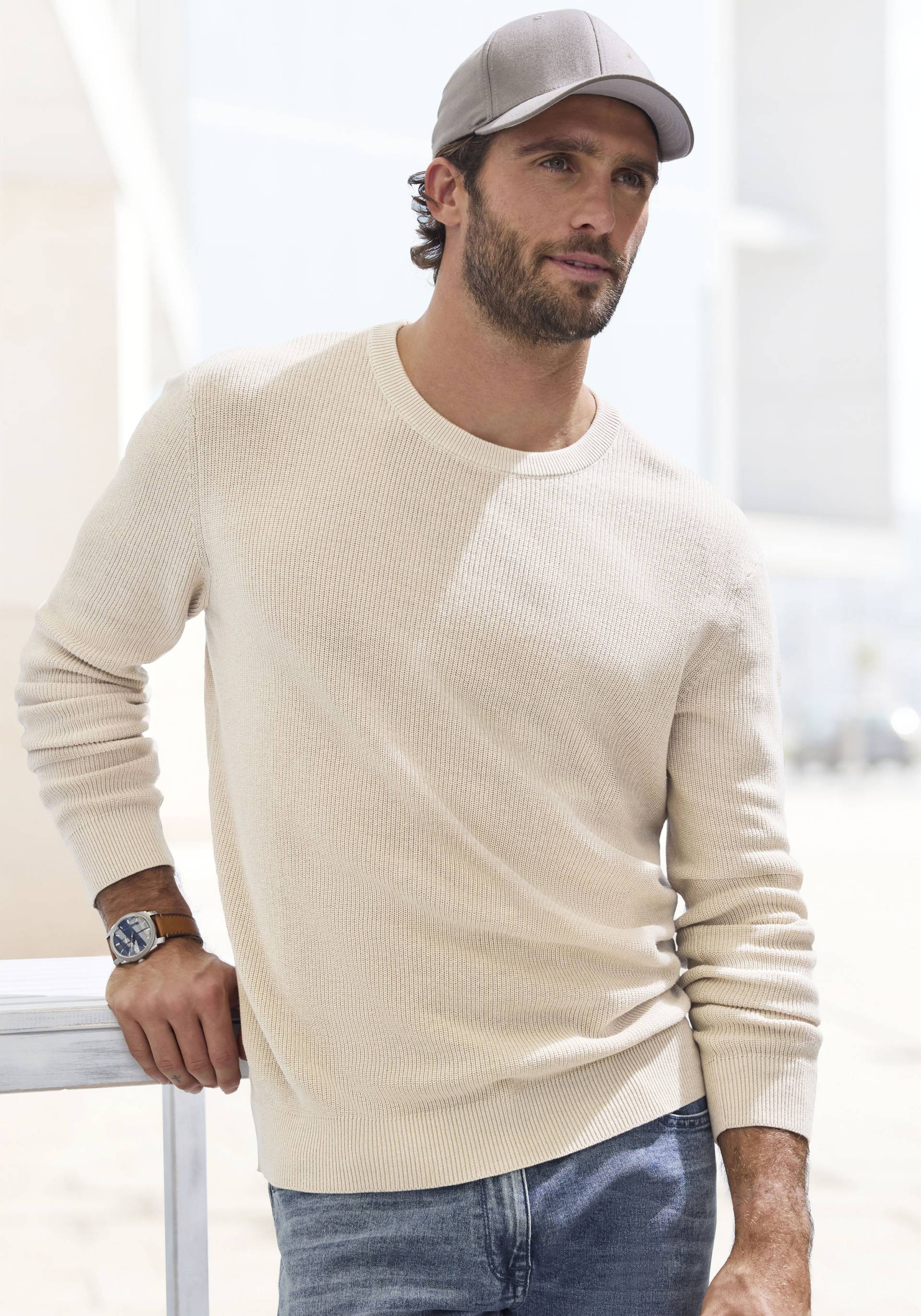 John Devin Strickpullover, Pullover in modischen Farben aus Baumwollmischung von John Devin