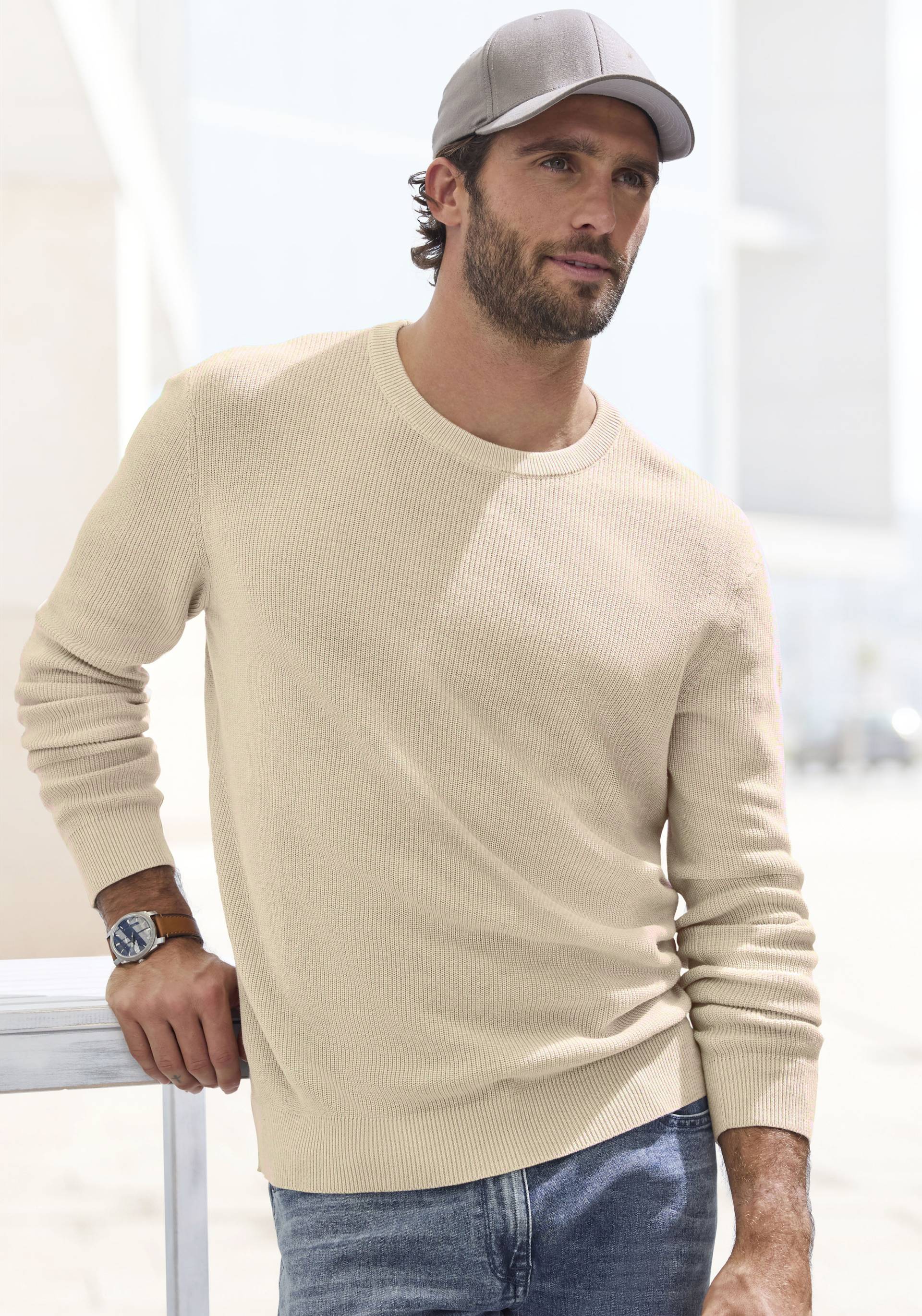 John Devin Strickpullover, Pullover in modischen Farben aus Baumwollmischung von John Devin