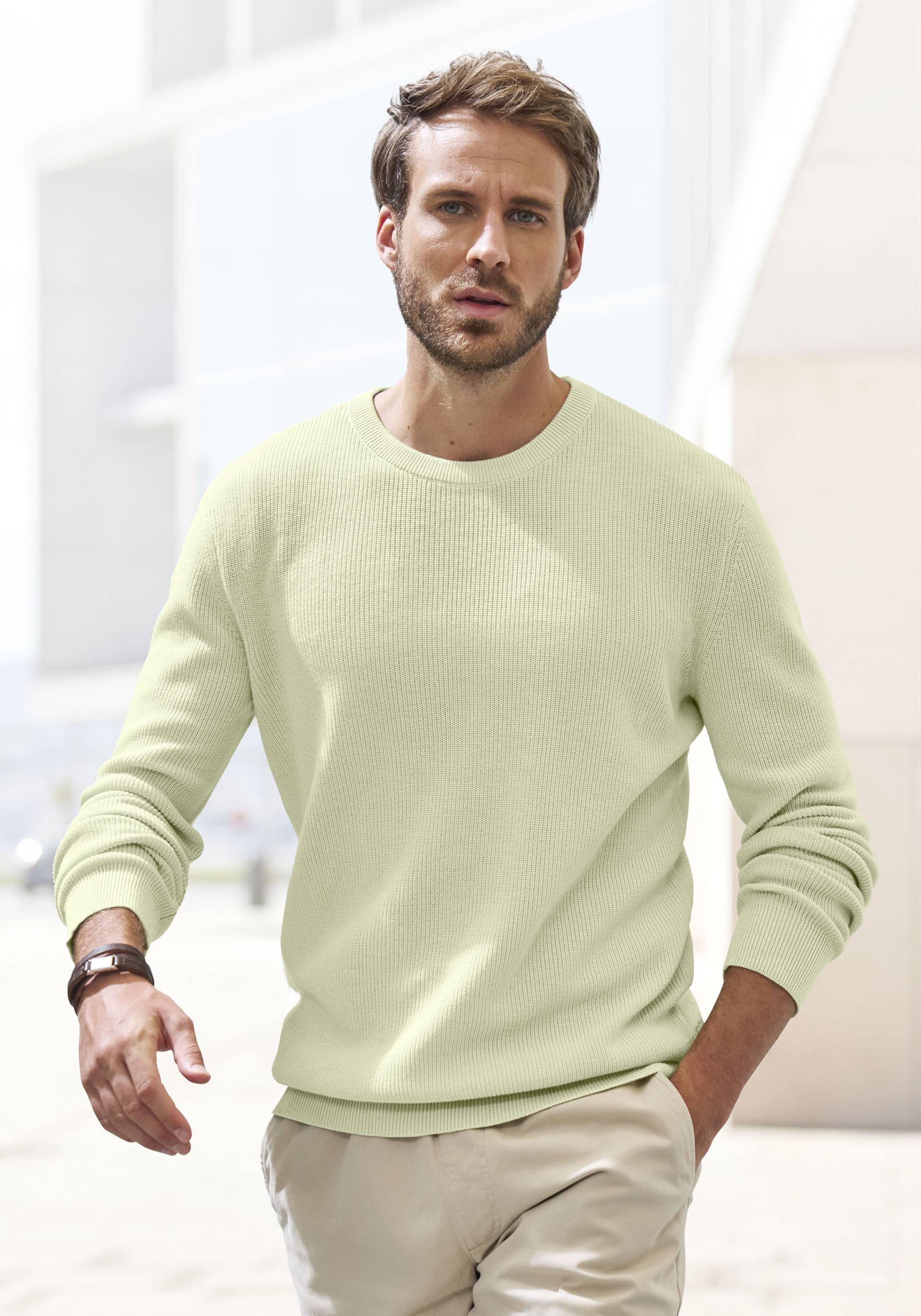 John Devin Strickpullover, Pullover in modischen Farben aus Baumwollmischung von John Devin