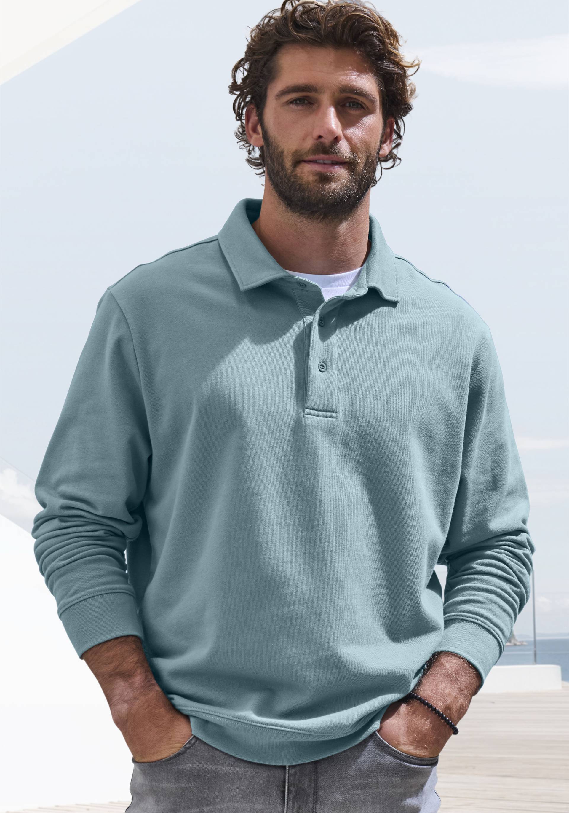 John Devin Sweatshirt, Langarm, Sweatshirt mit Polokragen, Baumwollmischung John Devin Sweatshirt, Langarm, Sweatshirt mit Polokragen, Baumwollmischung von John Devin