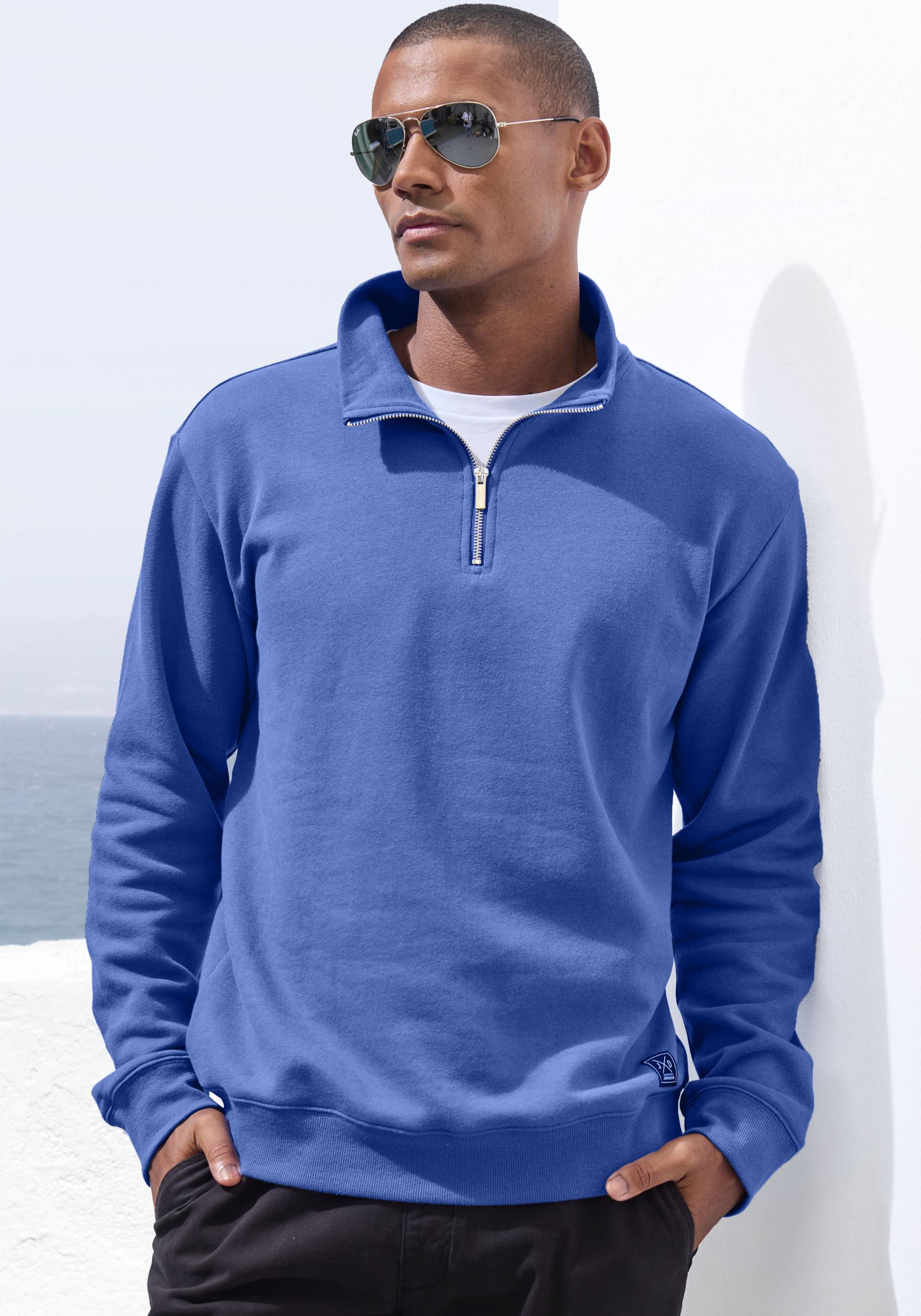 John Devin Sweatshirt, Langarm, Sweatshirt mit Reissverschluss am Stehkragen John Devin Sweatshirt, Langarm, Sweatshirt mit Reissverschluss am Stehkragen von John Devin