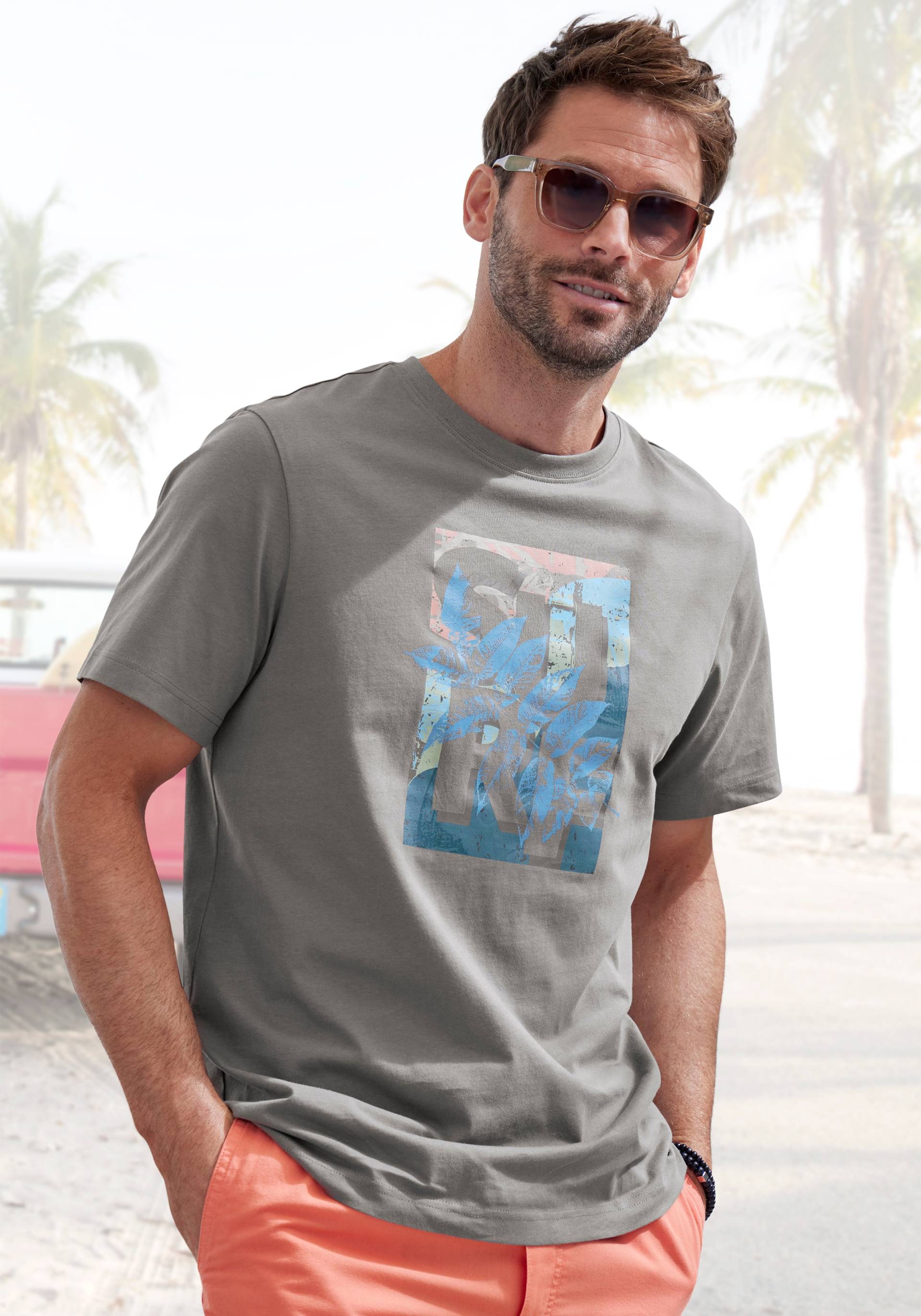 John Devin T-Shirt, Rundhalsshirt mit Surf -Aufdruck aus reiner Baumwolle von John Devin