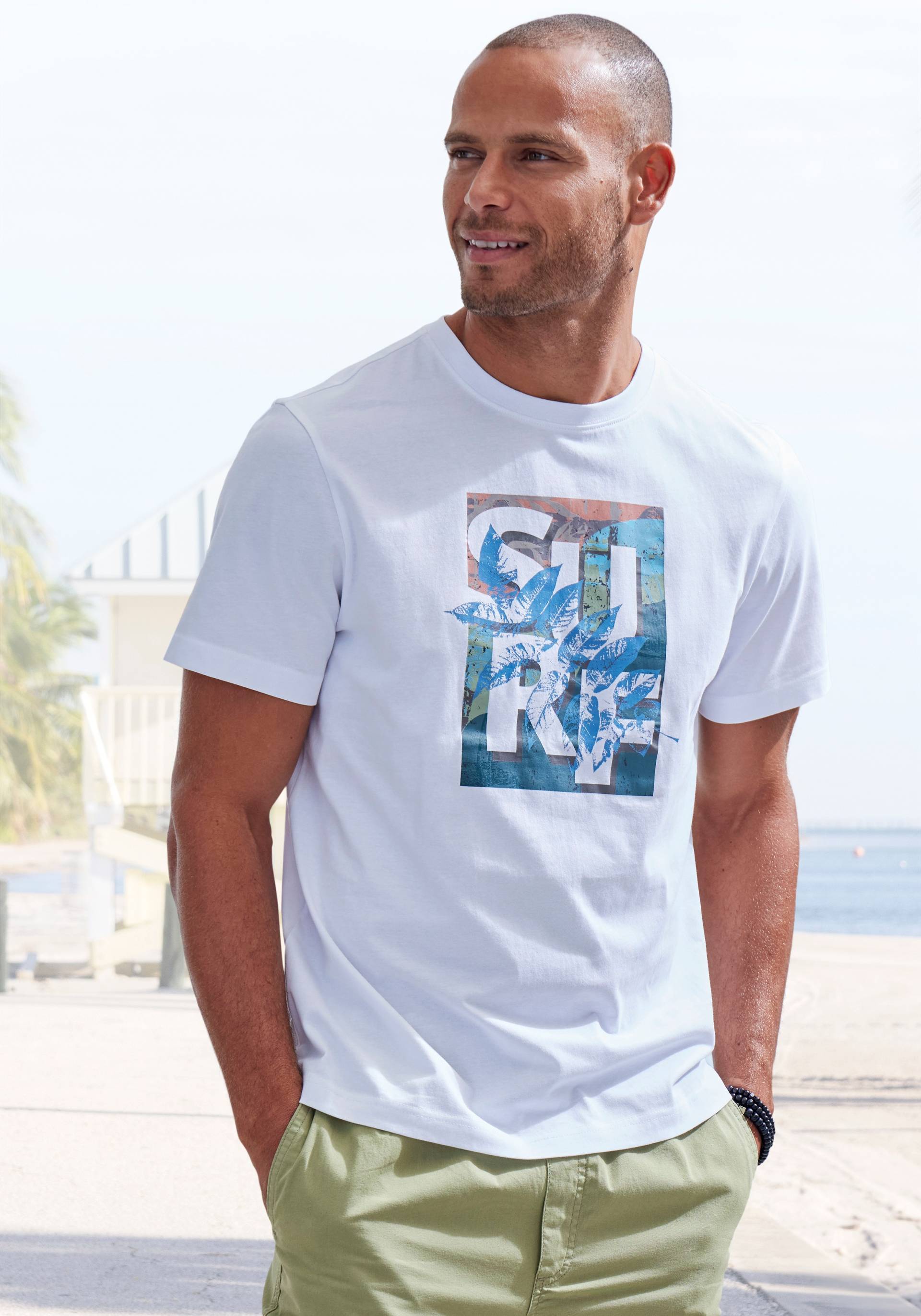John Devin T-Shirt, Rundhalsshirt mit Surf -Aufdruck aus reiner Baumwolle John Devin T-Shirt, Rundhalsshirt mit Surf -Aufdruck aus reiner Baumwolle von John Devin