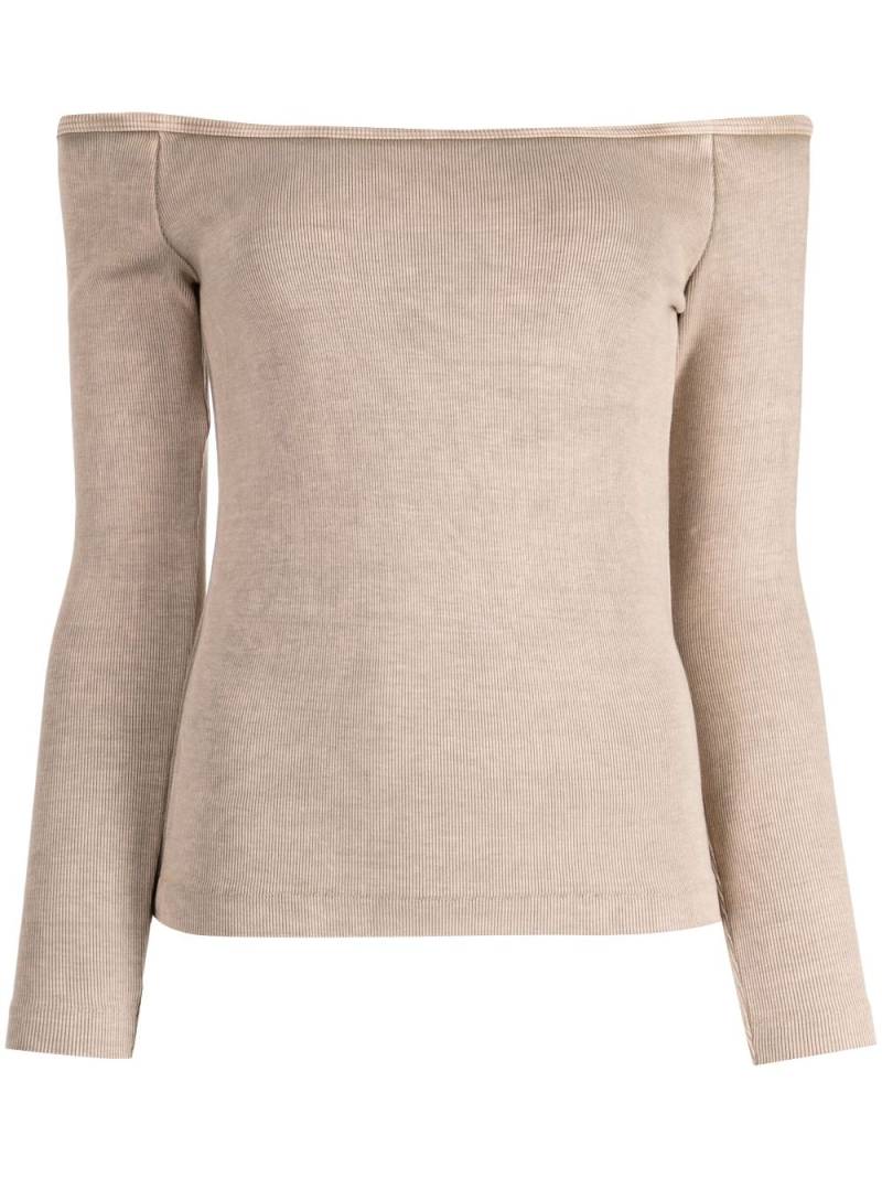 John Elliott Mineral off-shoulder ribbed-knit top - Brown von John Elliott