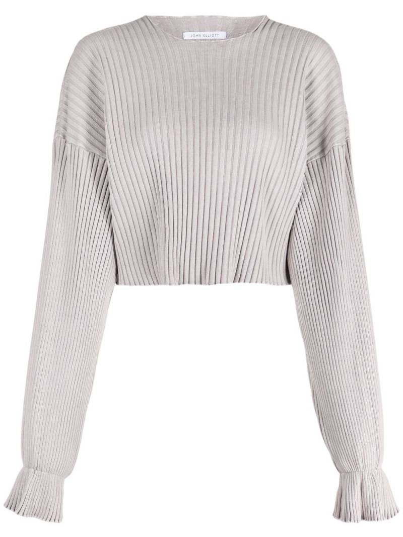 John Elliott bell-sleeve ribbed-knit crop top - Grey von John Elliott