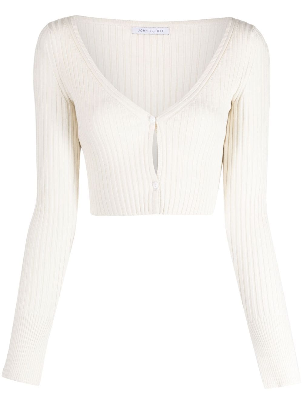 John Elliott ribbed-knit cropped cardigan - Neutrals von John Elliott