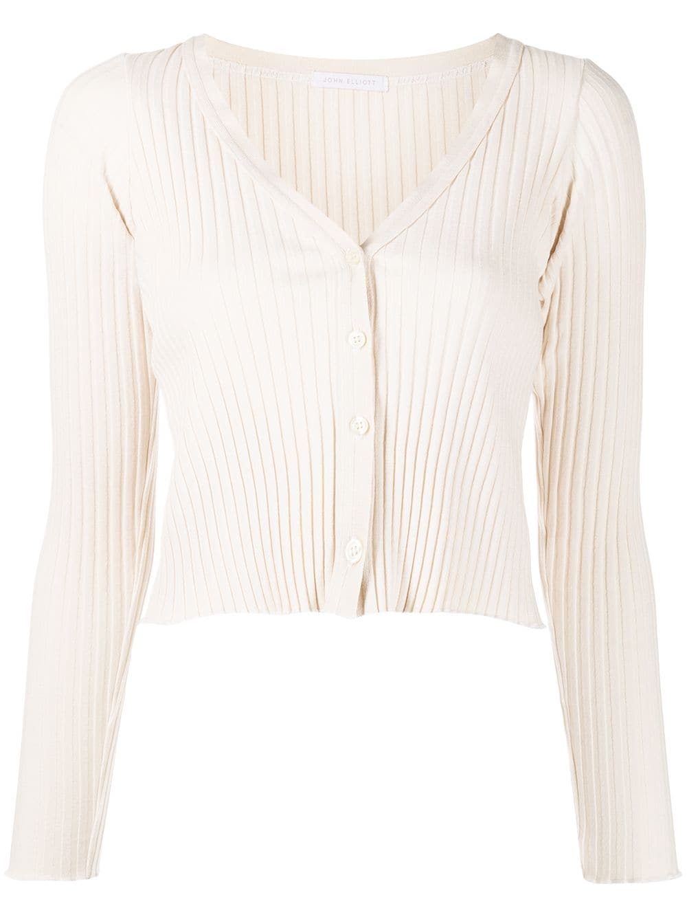 John Elliott ribbed-knit cropped cardigan - Neutrals von John Elliott