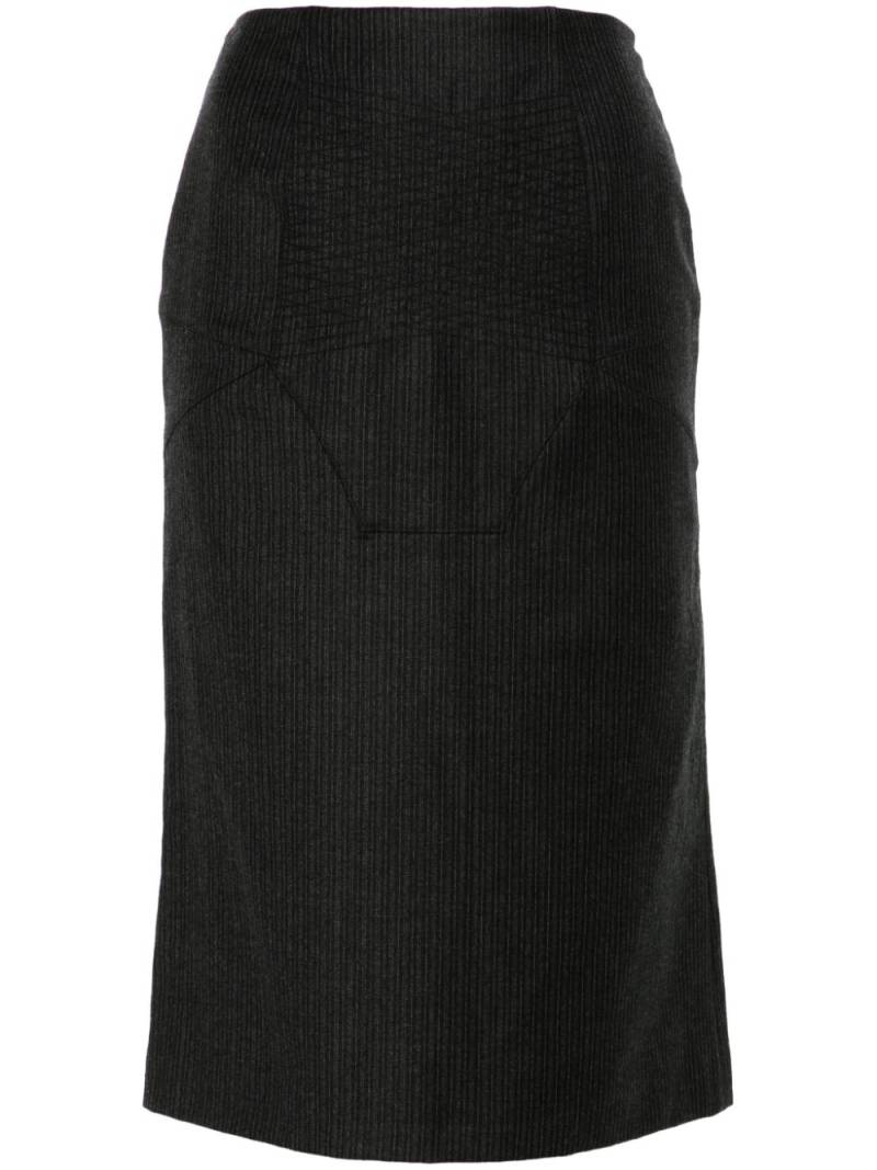 John Galliano Pre-Owned 1990s pinstripe-pattern wool midi skirt - Grey von John Galliano Pre-Owned