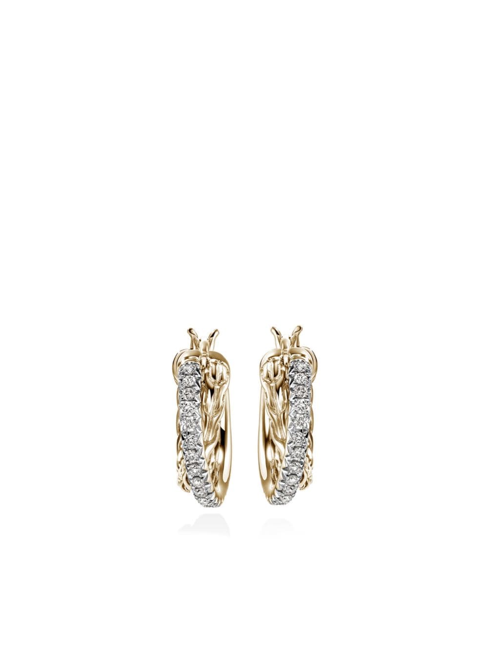 John Hardy 14kt yellow gold JH Essential Crossover diamond hoop earrings von John Hardy