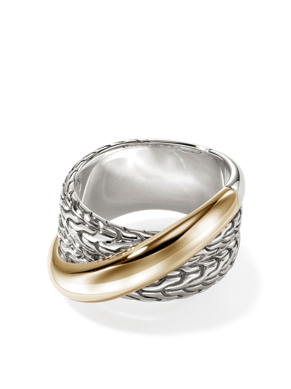 John Hardy 14kt yellow gold JH Essential Crossover ring - Silver von John Hardy