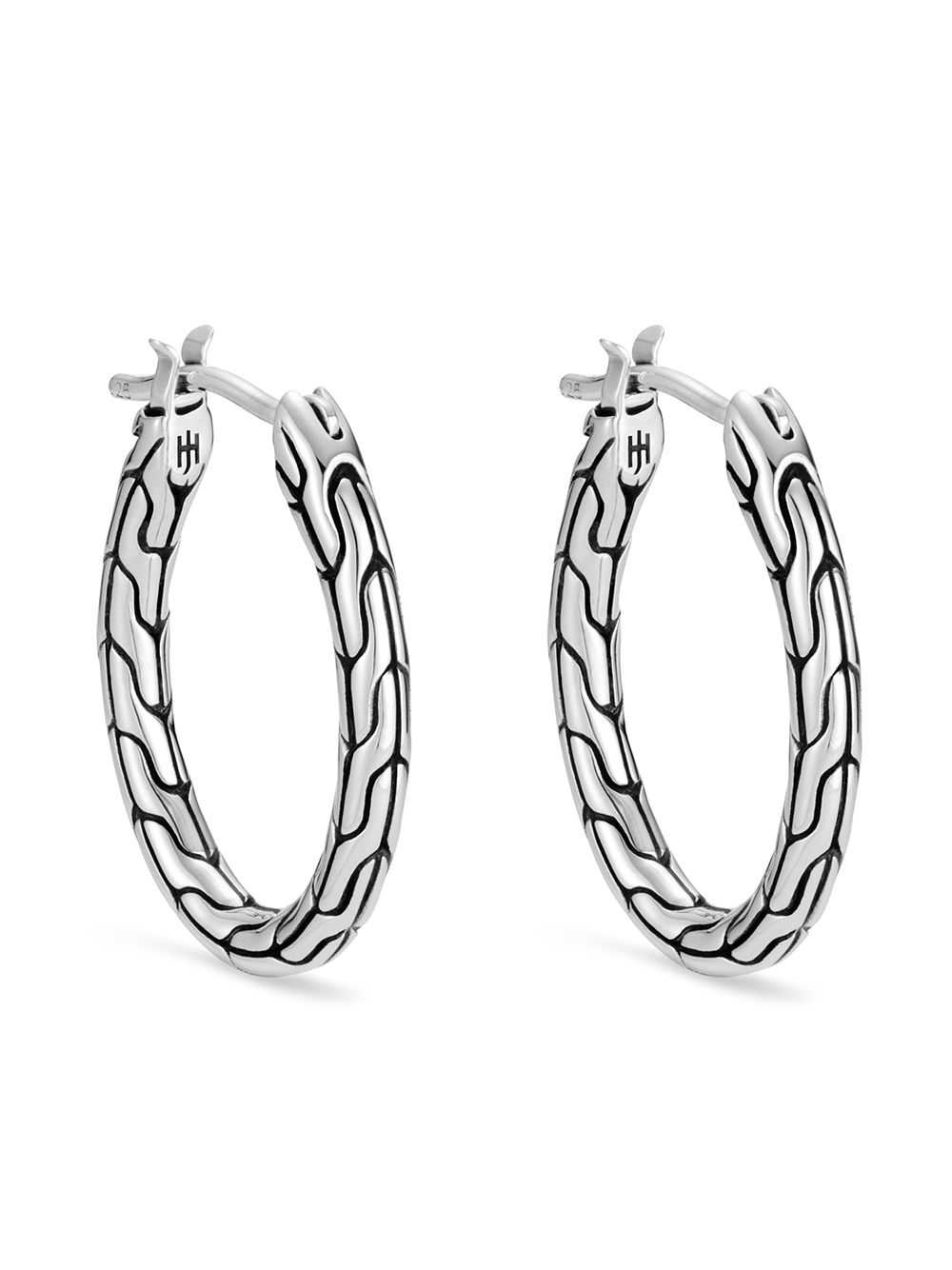 John Hardy Carved Chain small oval hoop earrings - Silver von John Hardy