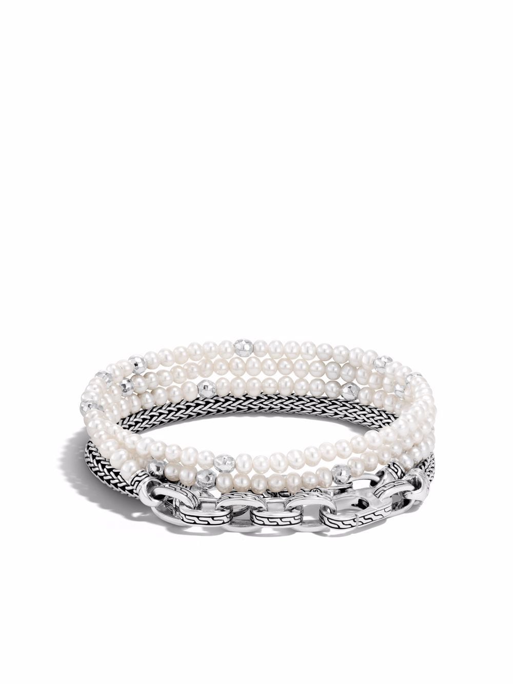 John Hardy silver Classic Chain transformable multi wrap pearl bracelet von John Hardy