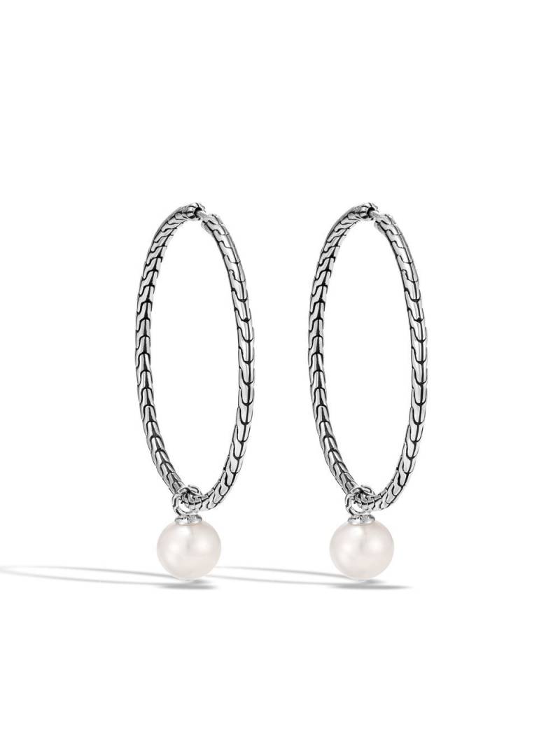 John Hardy sterling silver Transformable freshwater pearl hoop earrings von John Hardy