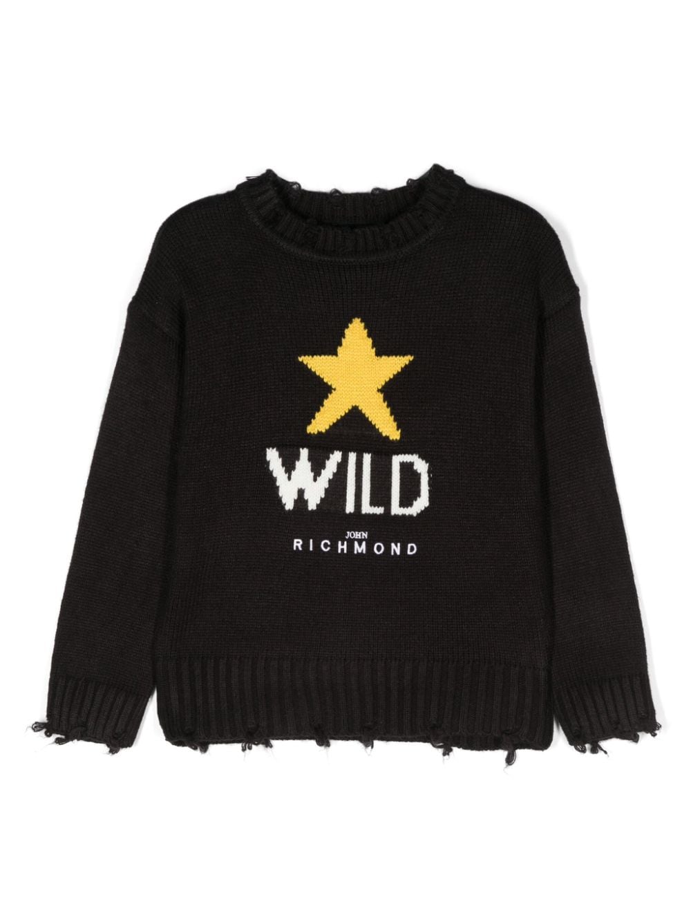 John Richmond Junior intarsia-knit logo jumper - Black von John Richmond Junior