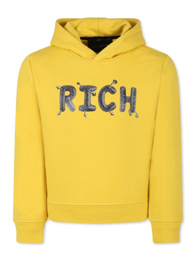 John Richmond Junior Rich-print hoodie - Yellow von John Richmond Junior