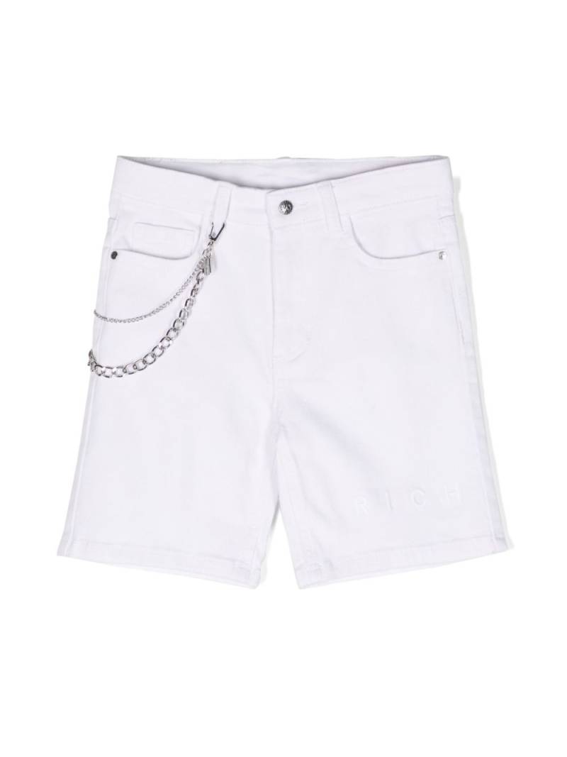 John Richmond Junior chain-link denim shorts - White von John Richmond Junior