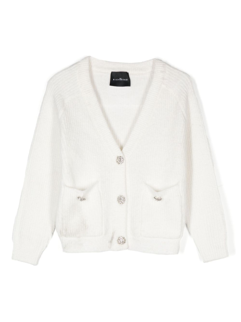 John Richmond Junior crystal-button cardigan - White von John Richmond Junior