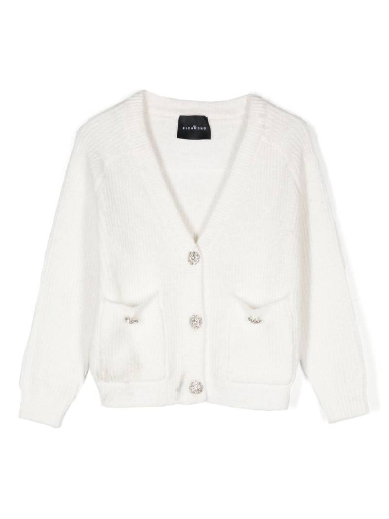 John Richmond Junior crystal-button cardigan - White von John Richmond Junior