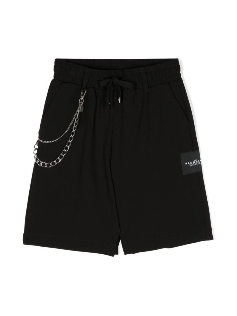 John Richmond Junior detachable-chain drawstring-waist shorts - Black von John Richmond Junior