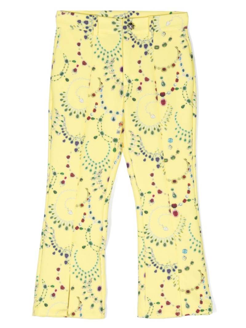 John Richmond Junior jewellery-print flared trousers - Yellow von John Richmond Junior