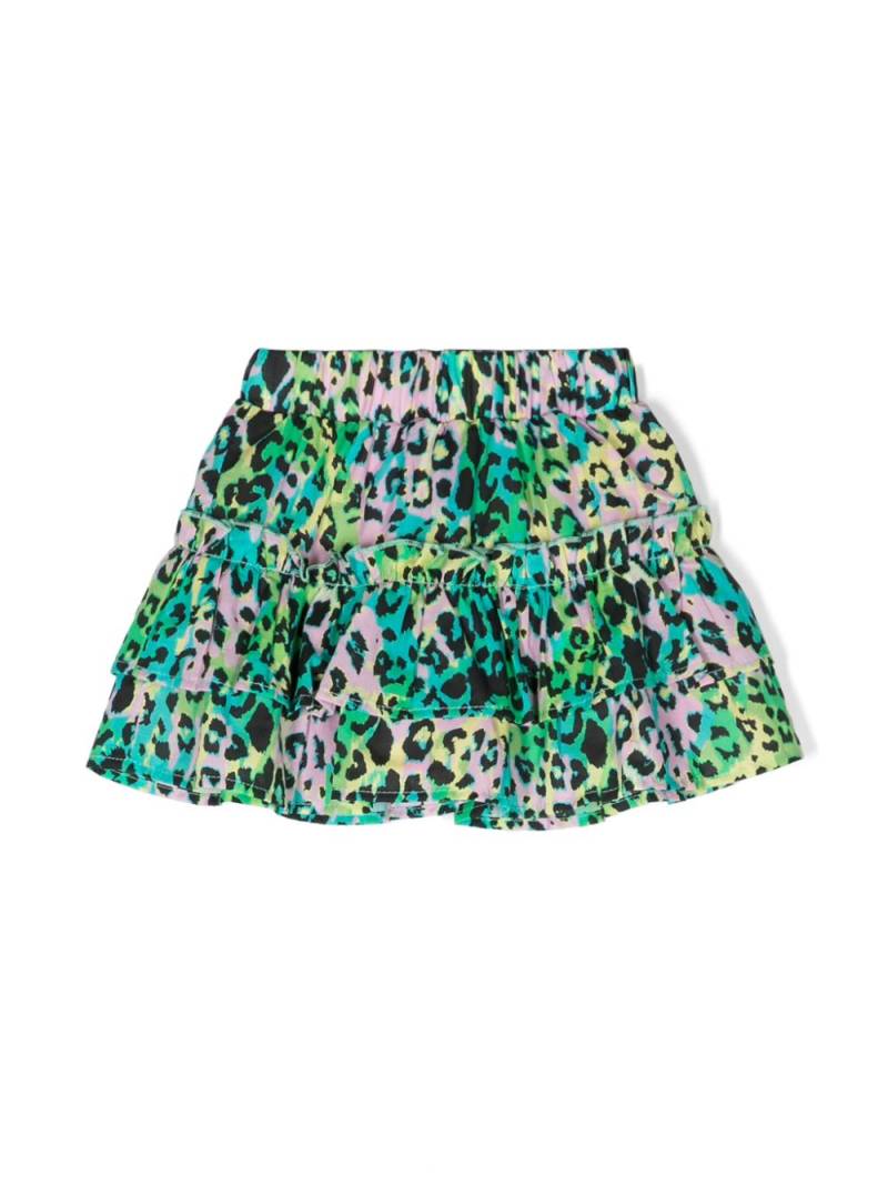 John Richmond Junior leopard-print tiered miniskirt - Green von John Richmond Junior