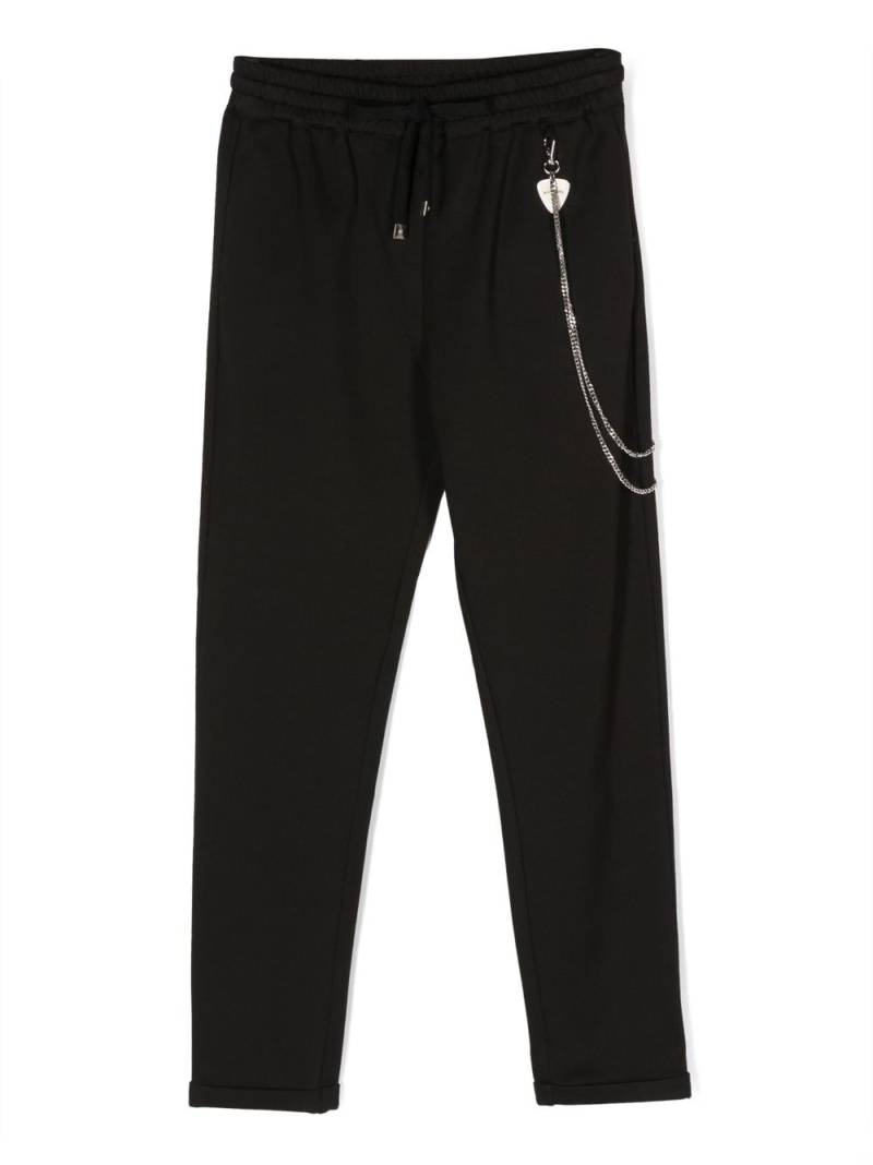 John Richmond Junior logo-charm chain track pants - Black von John Richmond Junior