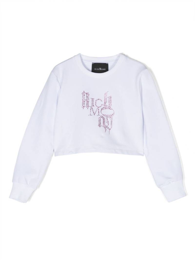 John Richmond Junior logo-embellished cropped sweatshirt - White von John Richmond Junior