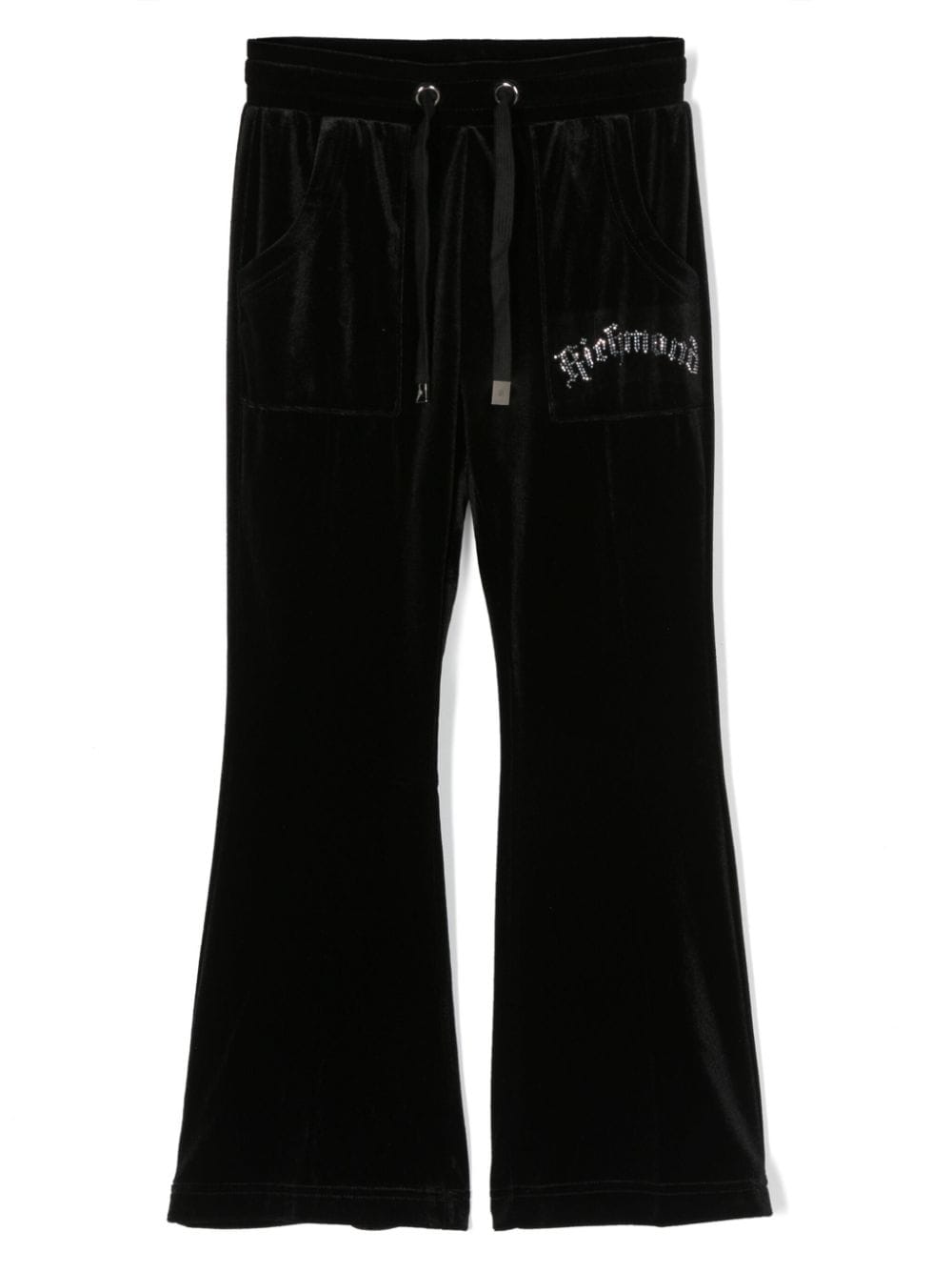 John Richmond Junior logo-embellished velour track pants - Black von John Richmond Junior