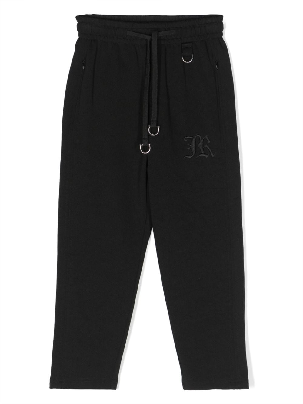 John Richmond Junior logo-embroidered drawstring track pants - Black von John Richmond Junior