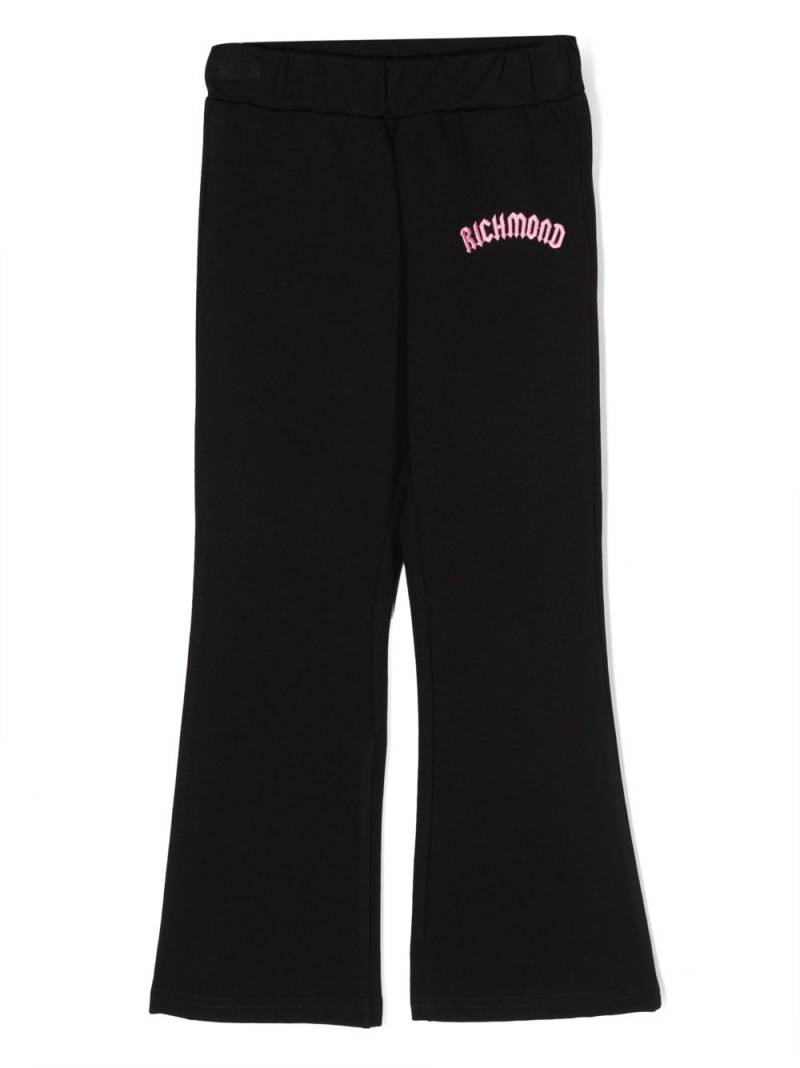 John Richmond Junior logo-embroidered flared trousers - Black von John Richmond Junior