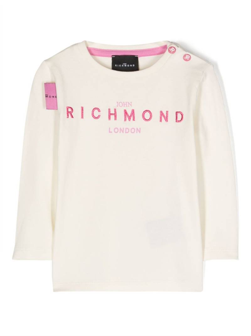 John Richmond Junior logo-embroidered long-sleeve T-shirt - White von John Richmond Junior