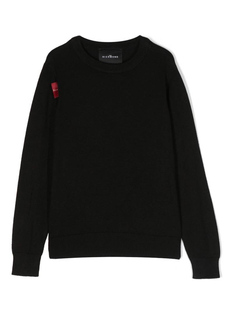 John Richmond Junior logo-patch cotton jumper - Black von John Richmond Junior