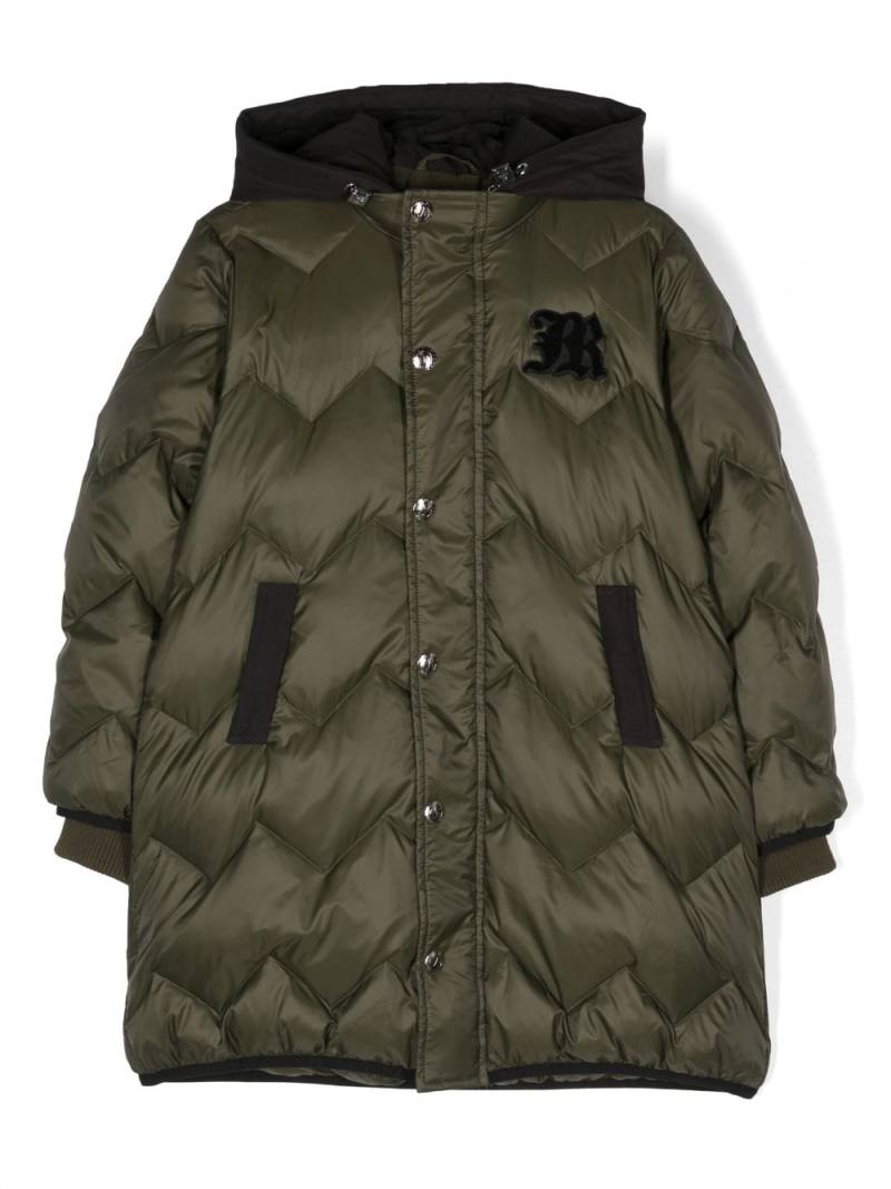 John Richmond Junior logo-patch press-studded padded jacket - Green von John Richmond Junior