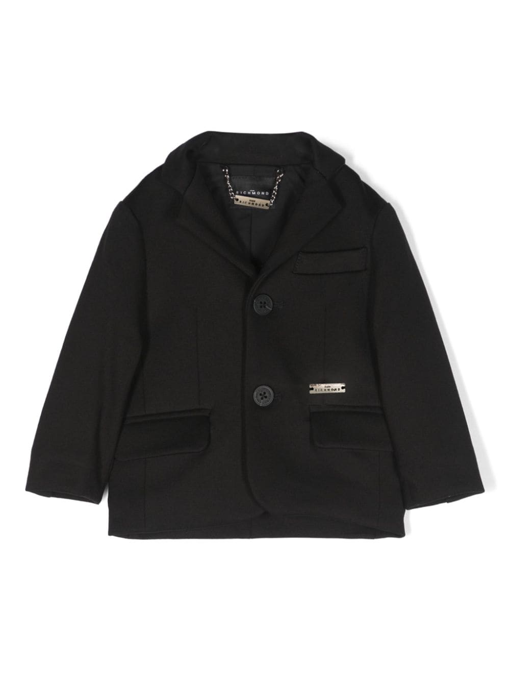 John Richmond Junior logo-plaque single-breasted blazer - Black von John Richmond Junior