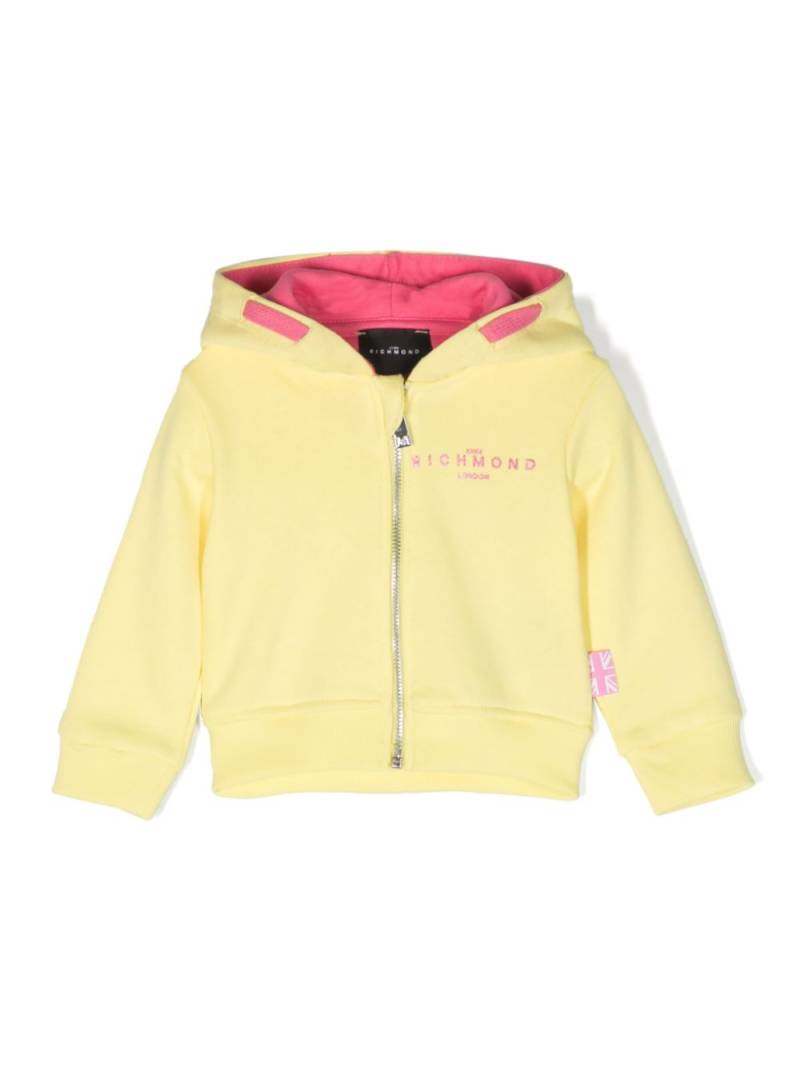 John Richmond Junior logo-print cotton hoodie - Yellow von John Richmond Junior