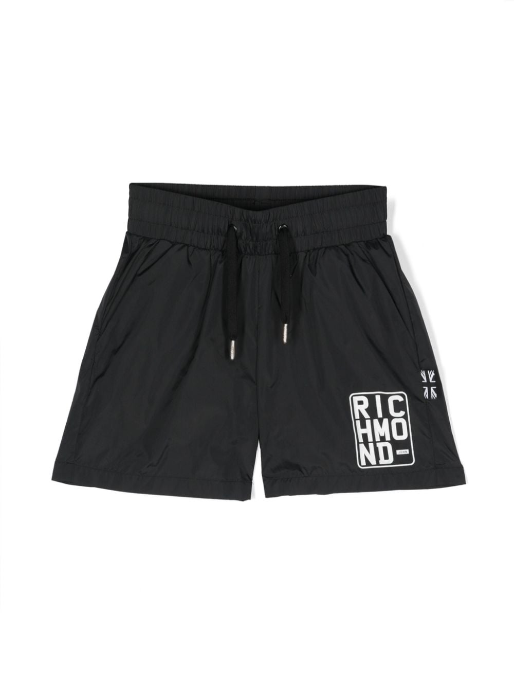 John Richmond Junior logo-print drawstring swim shorts - Black von John Richmond Junior